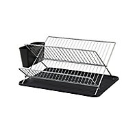 GoodHome Datil Chrome effect X-shaped Dish drainer rack, (W)460mm