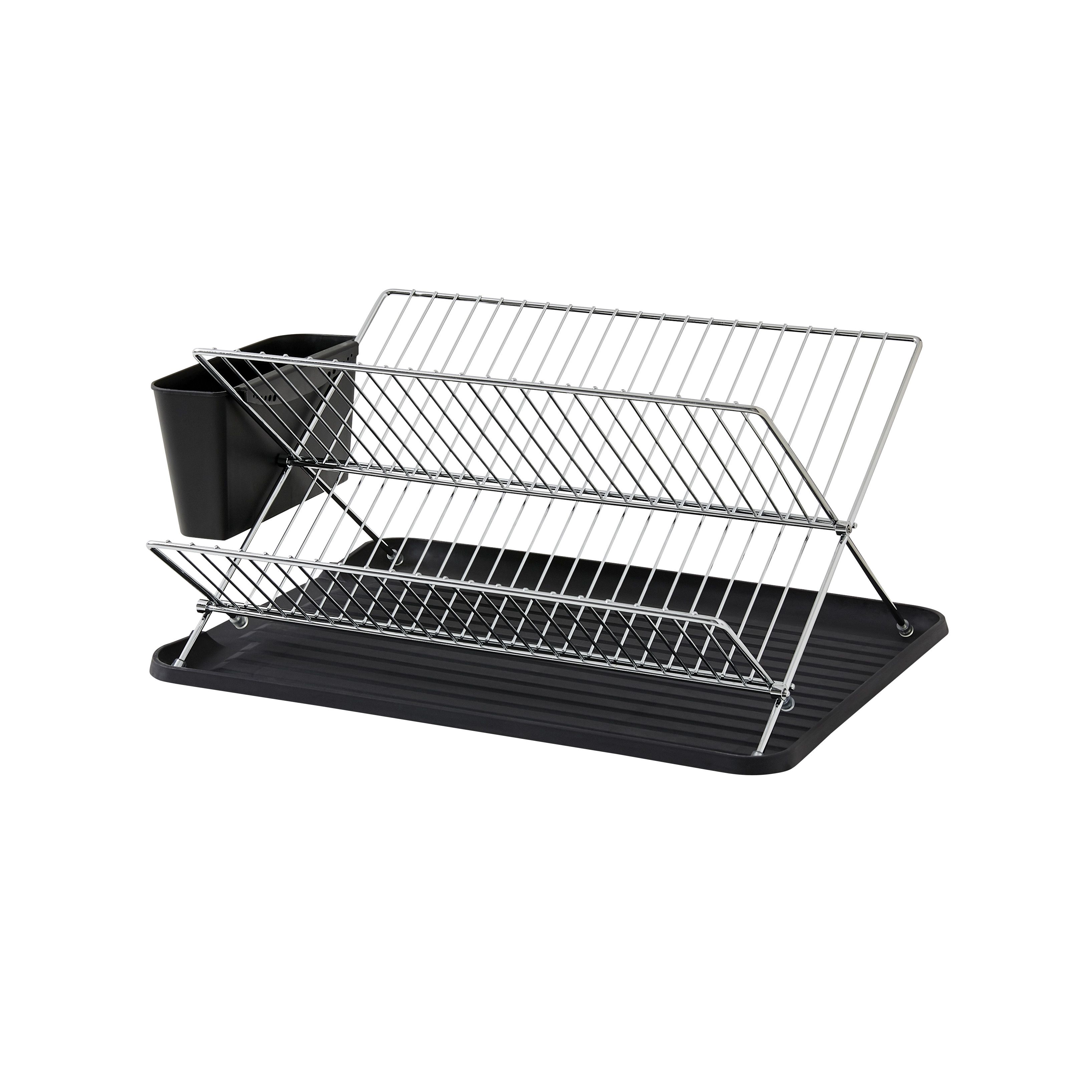 GoodHome Datil Chrome effect X-shaped Dish drainer rack, (W)460mm