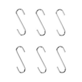 10-Pack 4 Inch Silver Chrome Finish Steel Hanging Flat Hooks - S Shaped  Hook Heavy-Duty S Hooks, for Kitchenware, Pots, Utensils, Plants, Towels