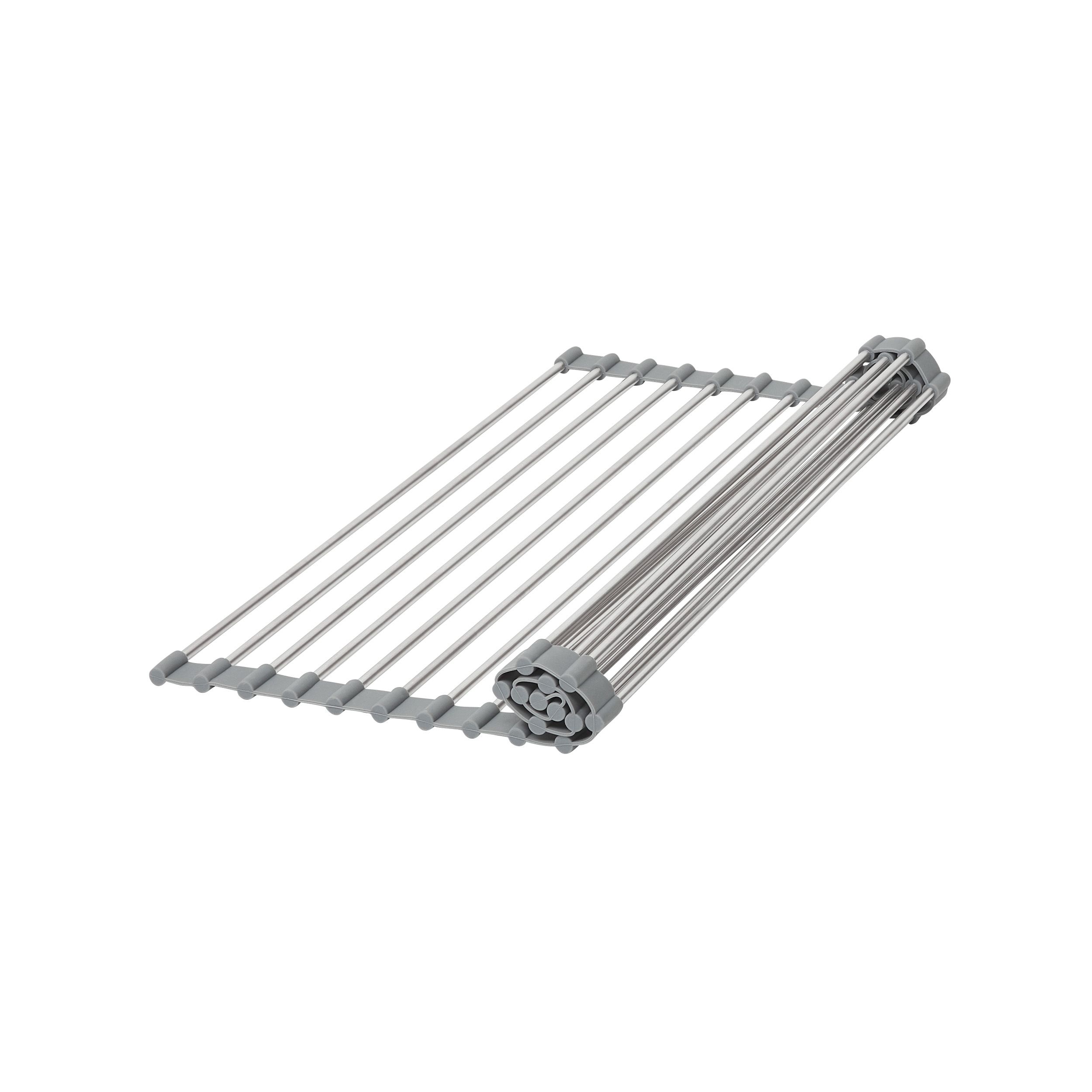 GoodHome Datil Silicone & stainless steel Silver Roll-up drying mat & trivet