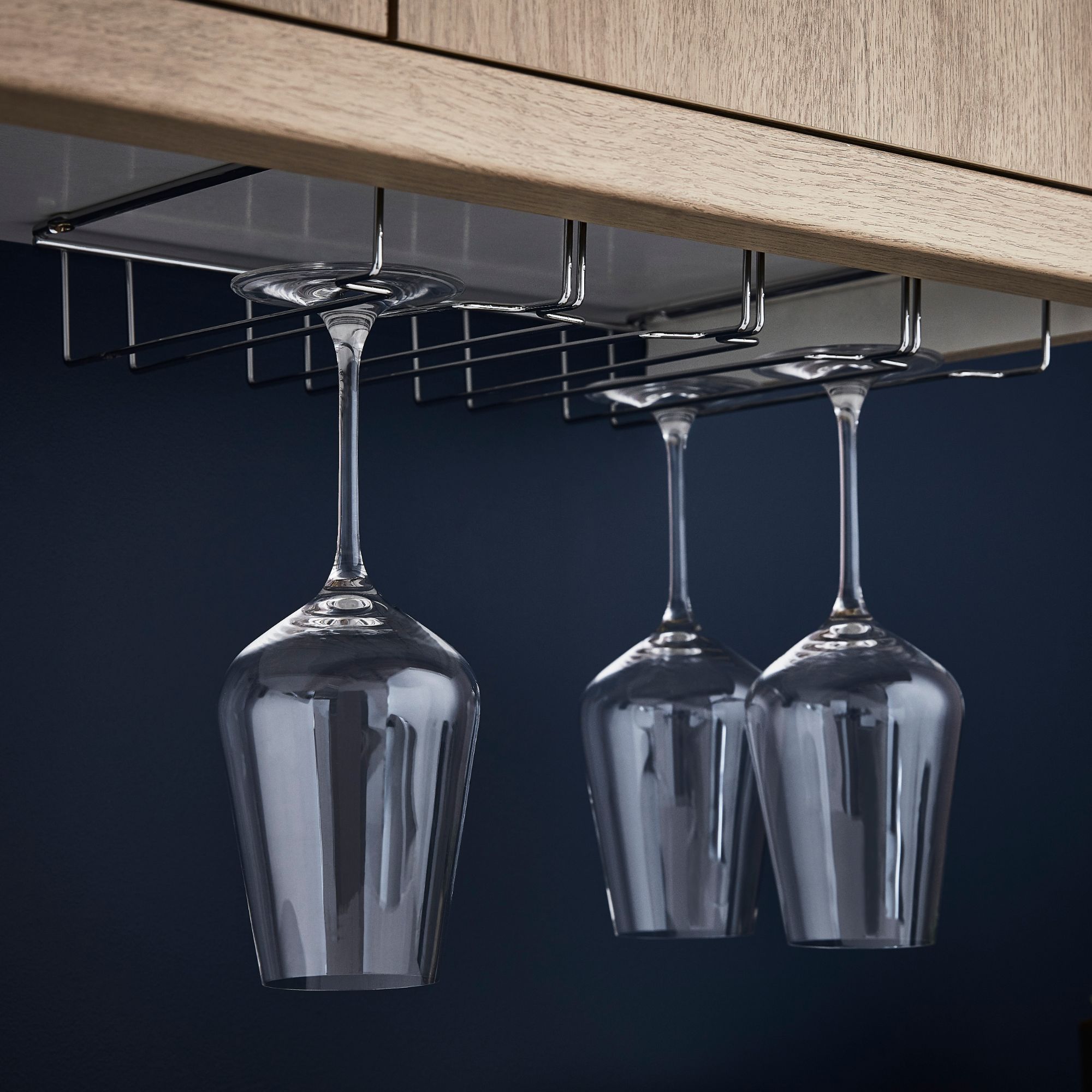GoodHome Datil Silver effect Wine glass holder