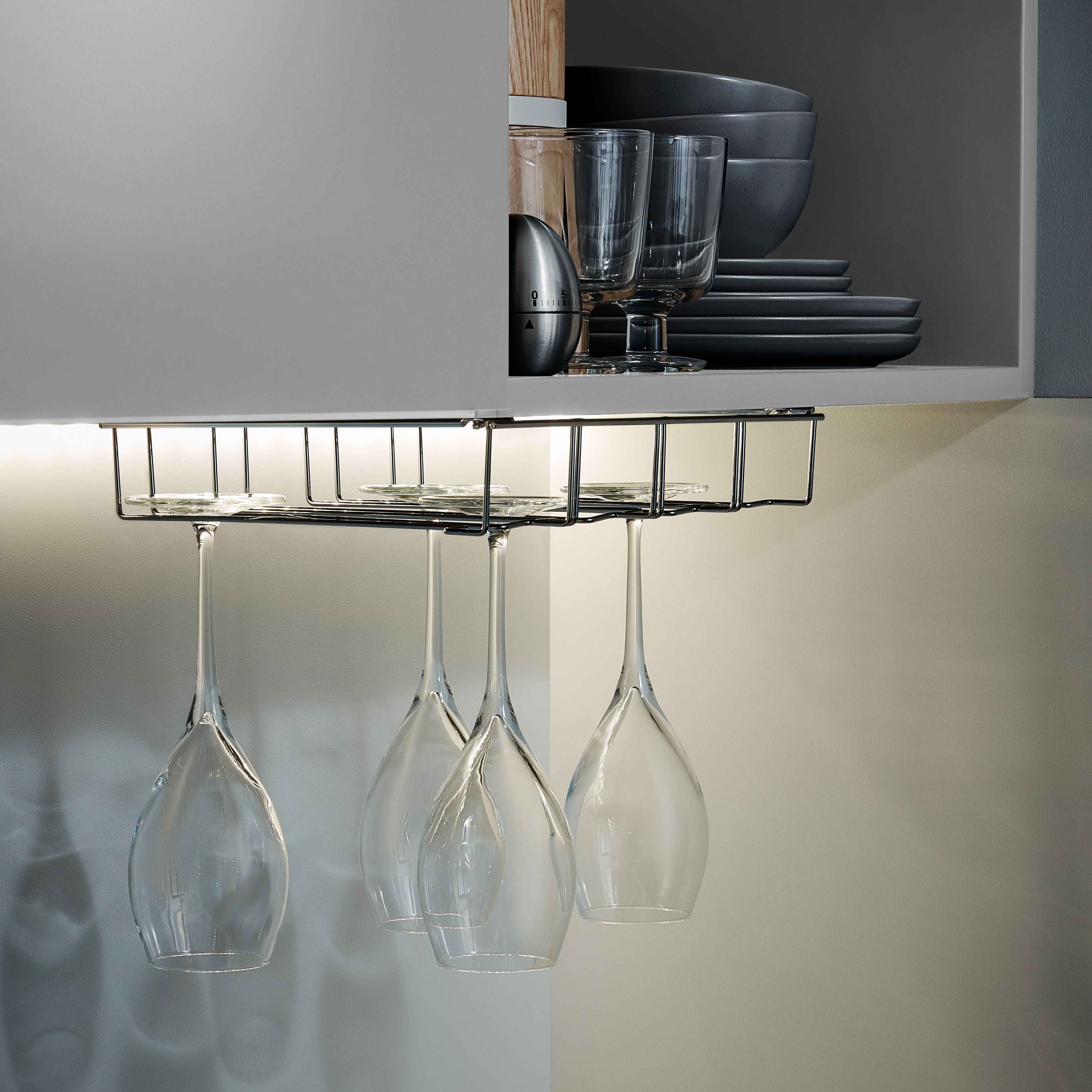 GoodHome Datil Silver effect Wine glass holder