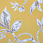GoodHome Davenham Yellow Metallic effect Floral Smooth Wallpaper