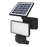 GoodHome Davern Black Solar-powered Cool white Integrated LED Floodlight 400lm