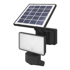 GoodHome Davern Black Solar-powered Cool white Integrated LED Floodlight 800lm
