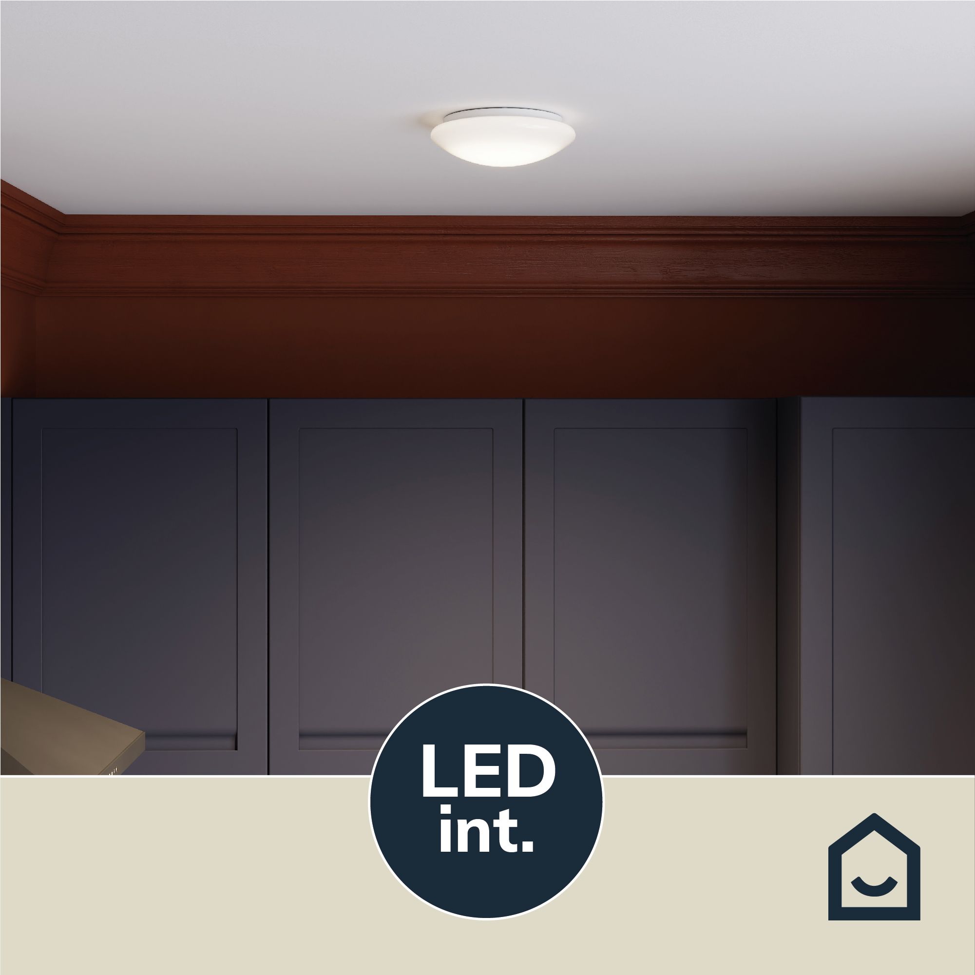 GoodHome Dea Round Brushed Metal & plastic White LED Ceiling light