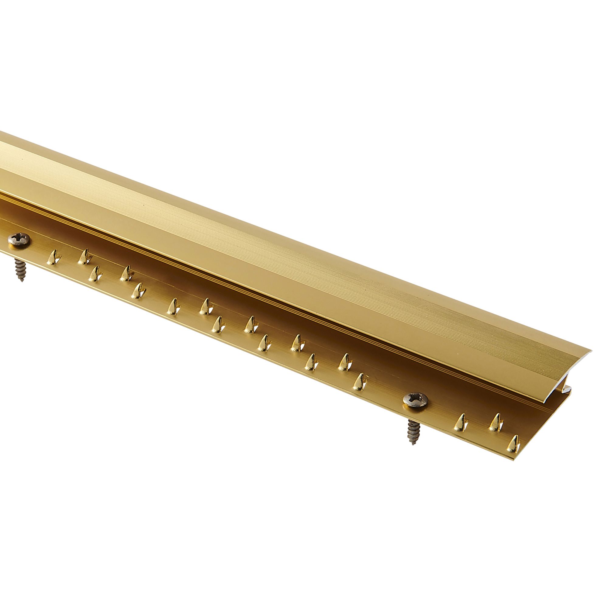 GoodHome DECOR30 Gloss Gold effect Carpet to flooring trim (L)180cm (W)28mm