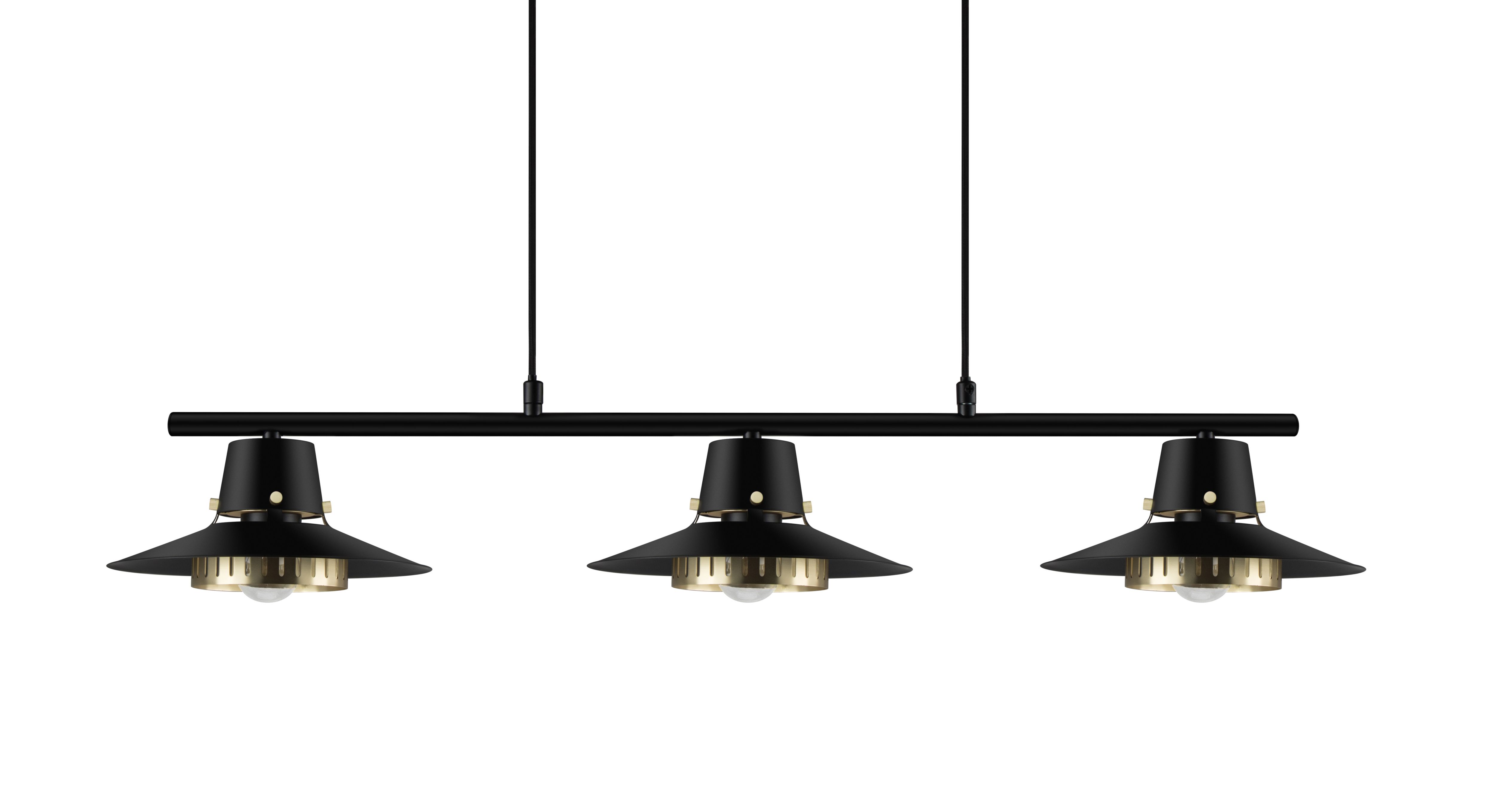 GoodHome Delagoa Bar Matt Black & Gold 3 Lamp LED Pendant ceiling light, (Dia)220mm