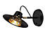 GoodHome Delagoa Industrial Matt Black & Gold Antique brass effect Wired LED Wall light