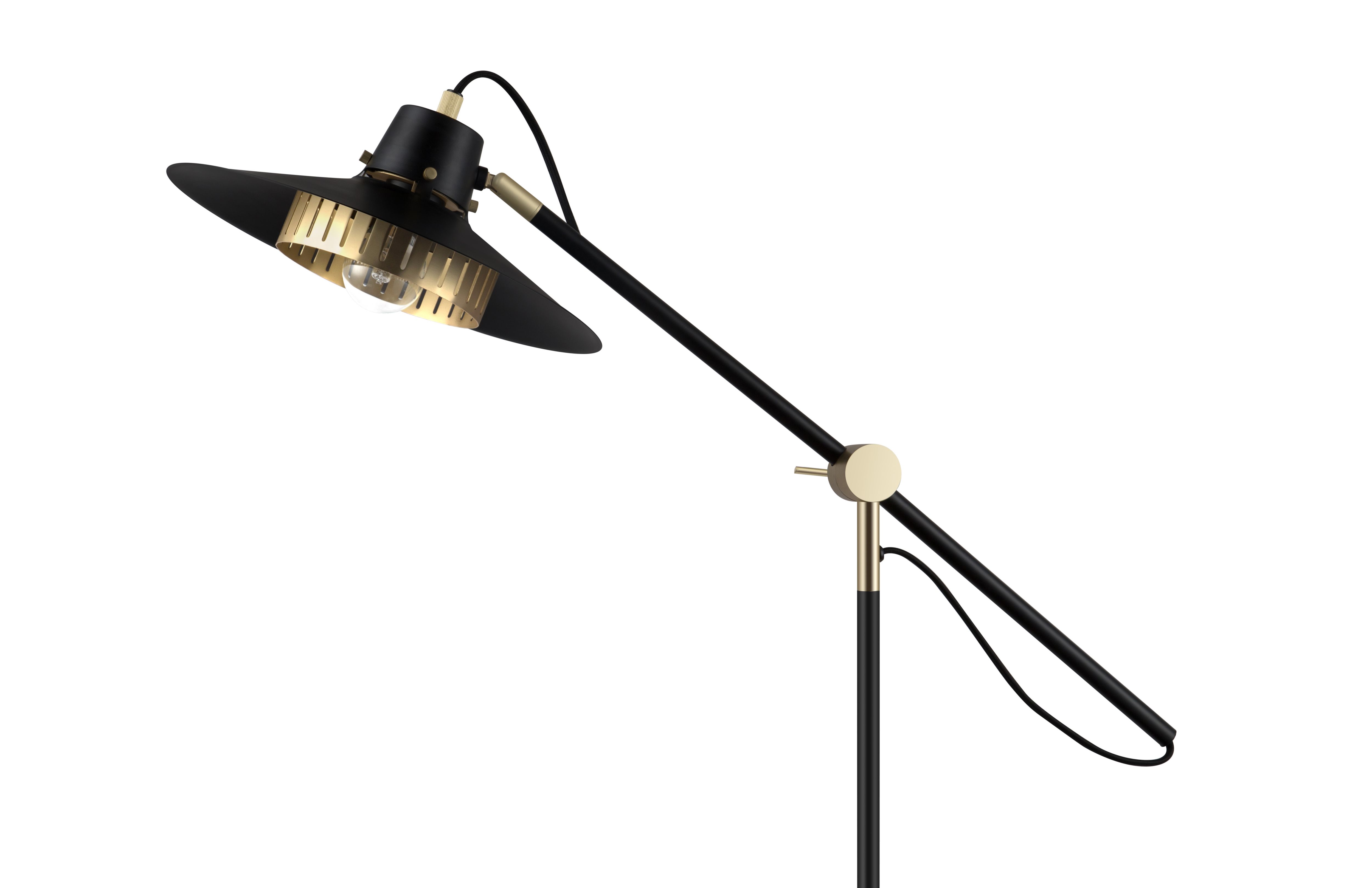 GoodHome Delagoa Industrial Matt Black & Gold LED Floor lamp
