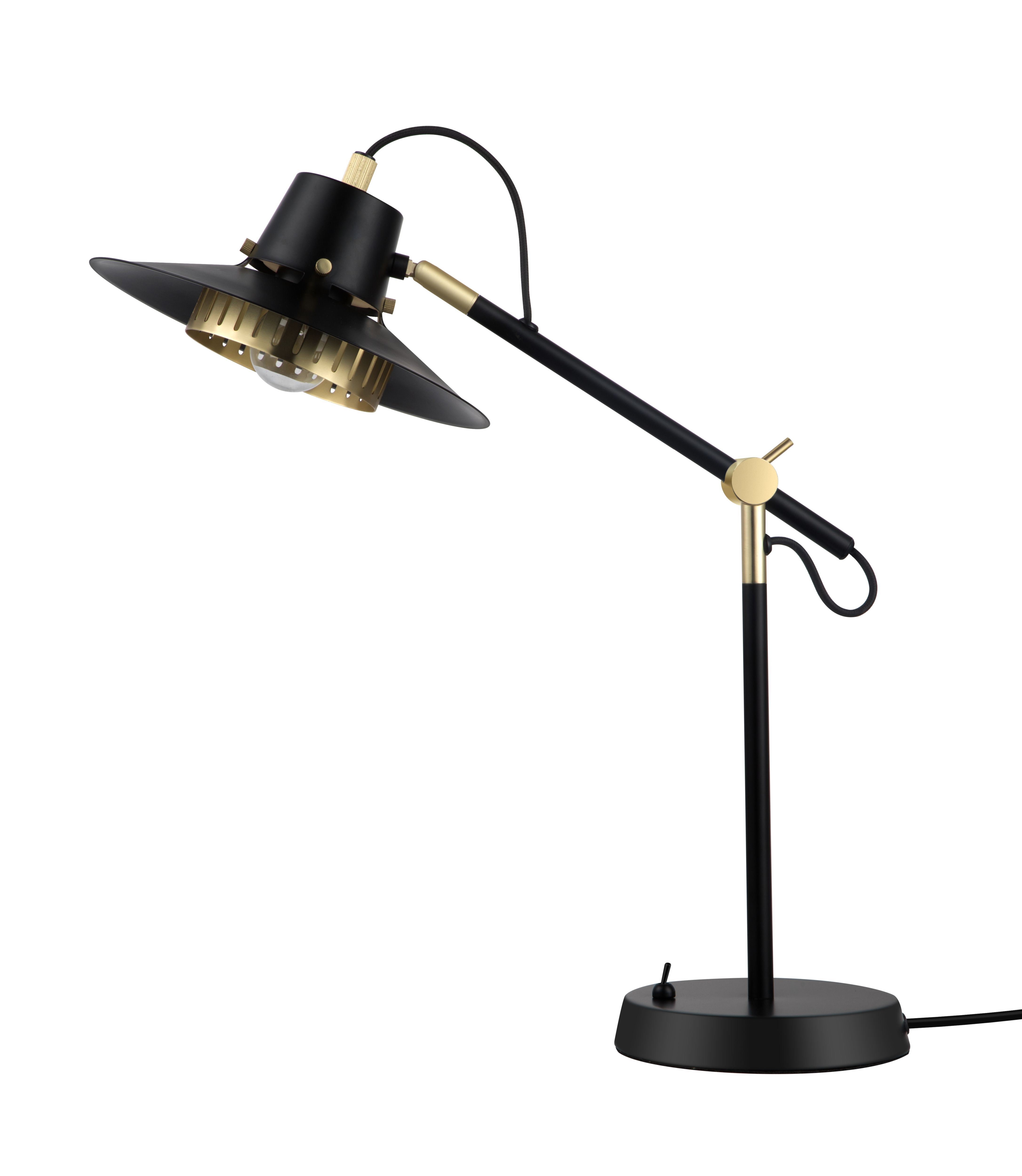 GoodHome Delagoa Industrial Matt Black & gold Table lamp