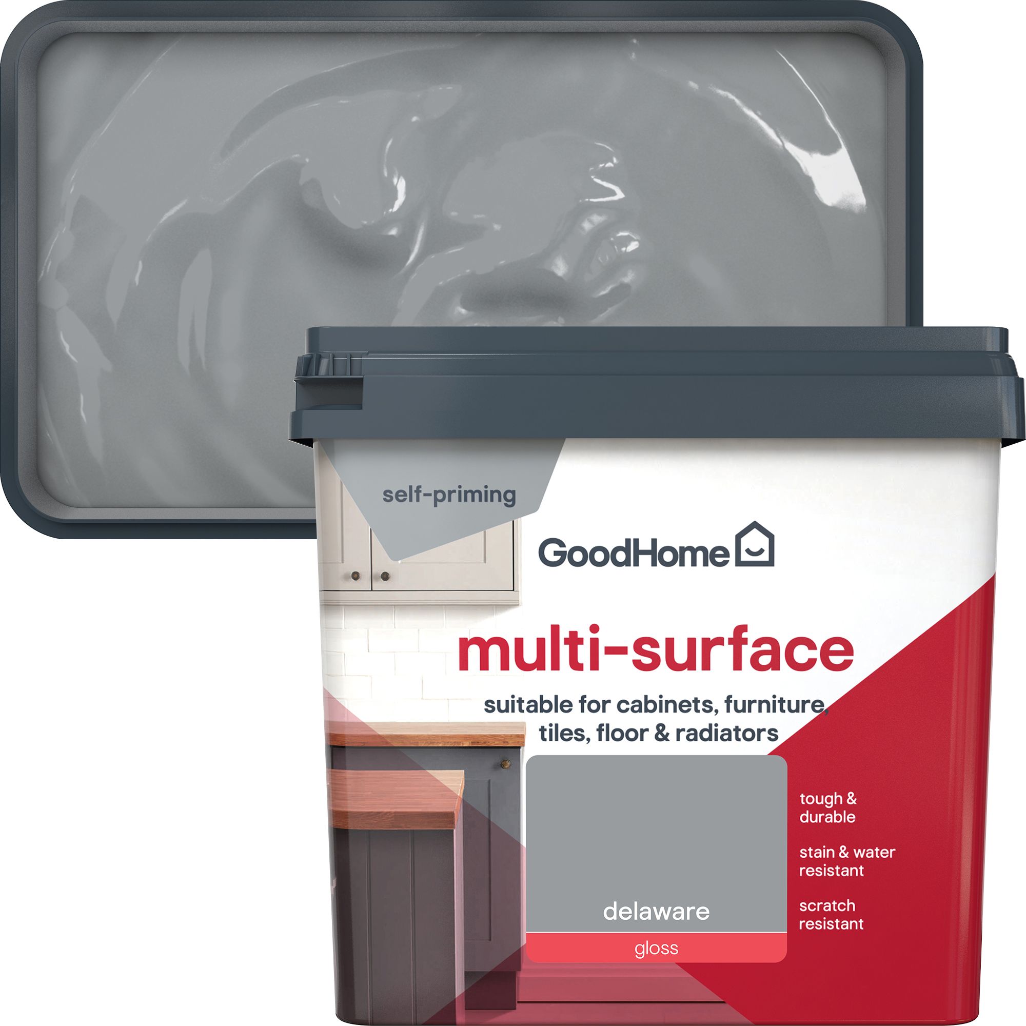 GoodHome Delaware Gloss Multi-surface paint, 750ml