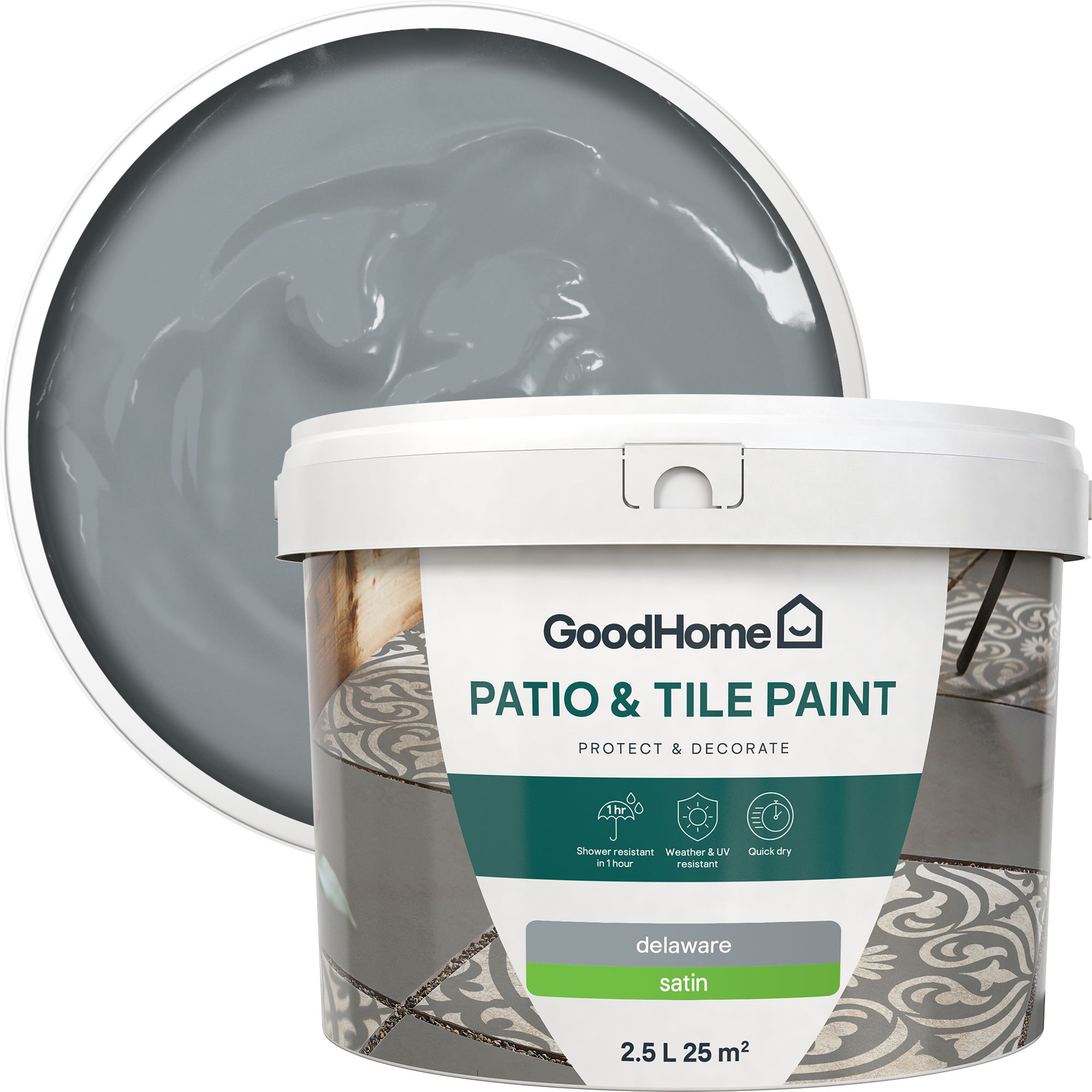 GoodHome Delaware Satin Brick & tile paint, 2.5L