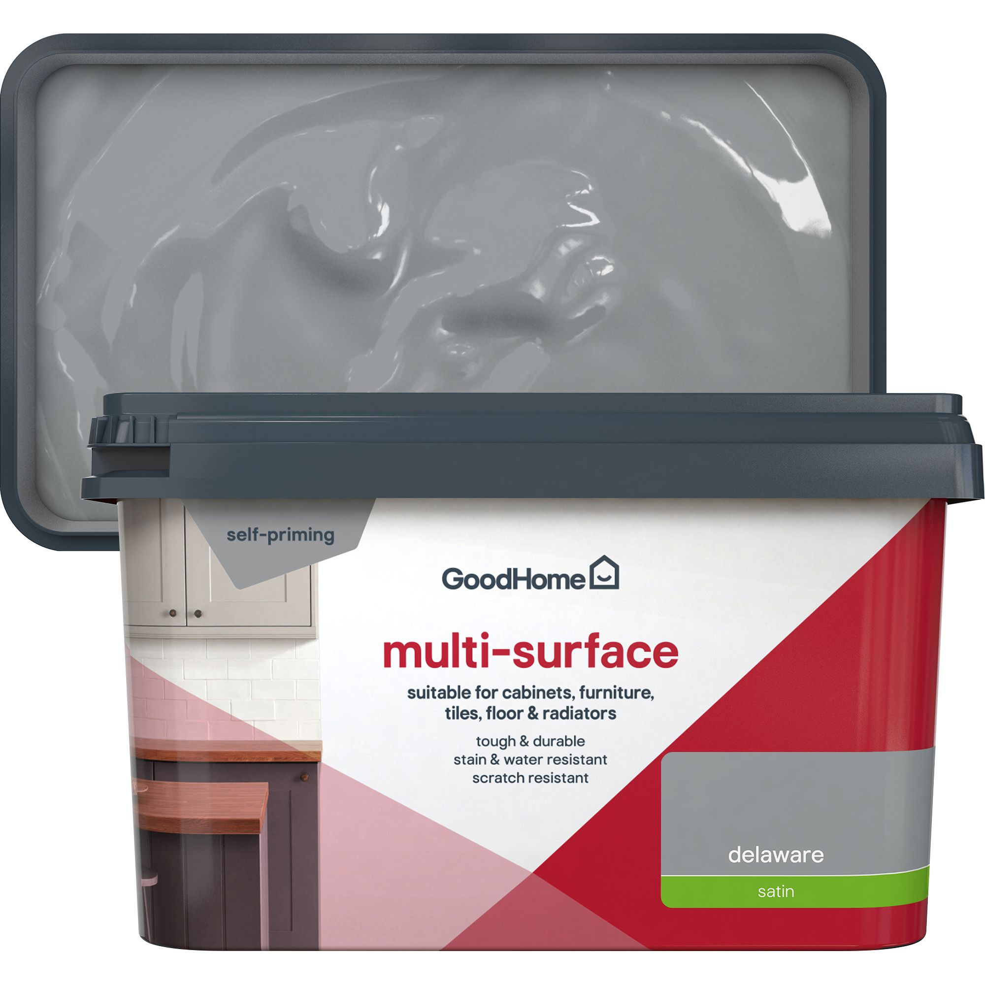 GoodHome Delaware Satin Multi-surface paint, 2L
