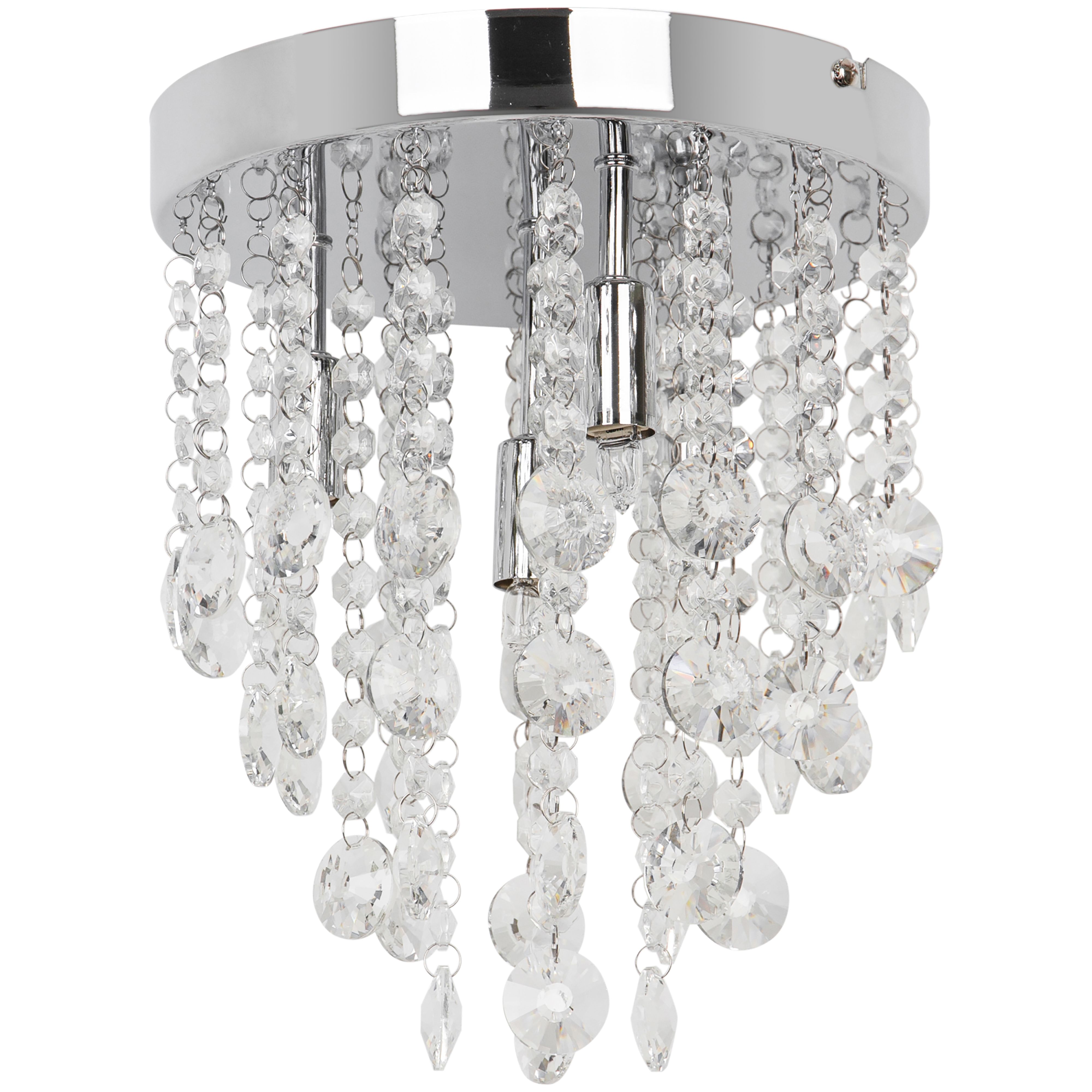 GoodHome Deltana Round Glass & metal Transparent Chrome effect 4 Lamp Ceiling light