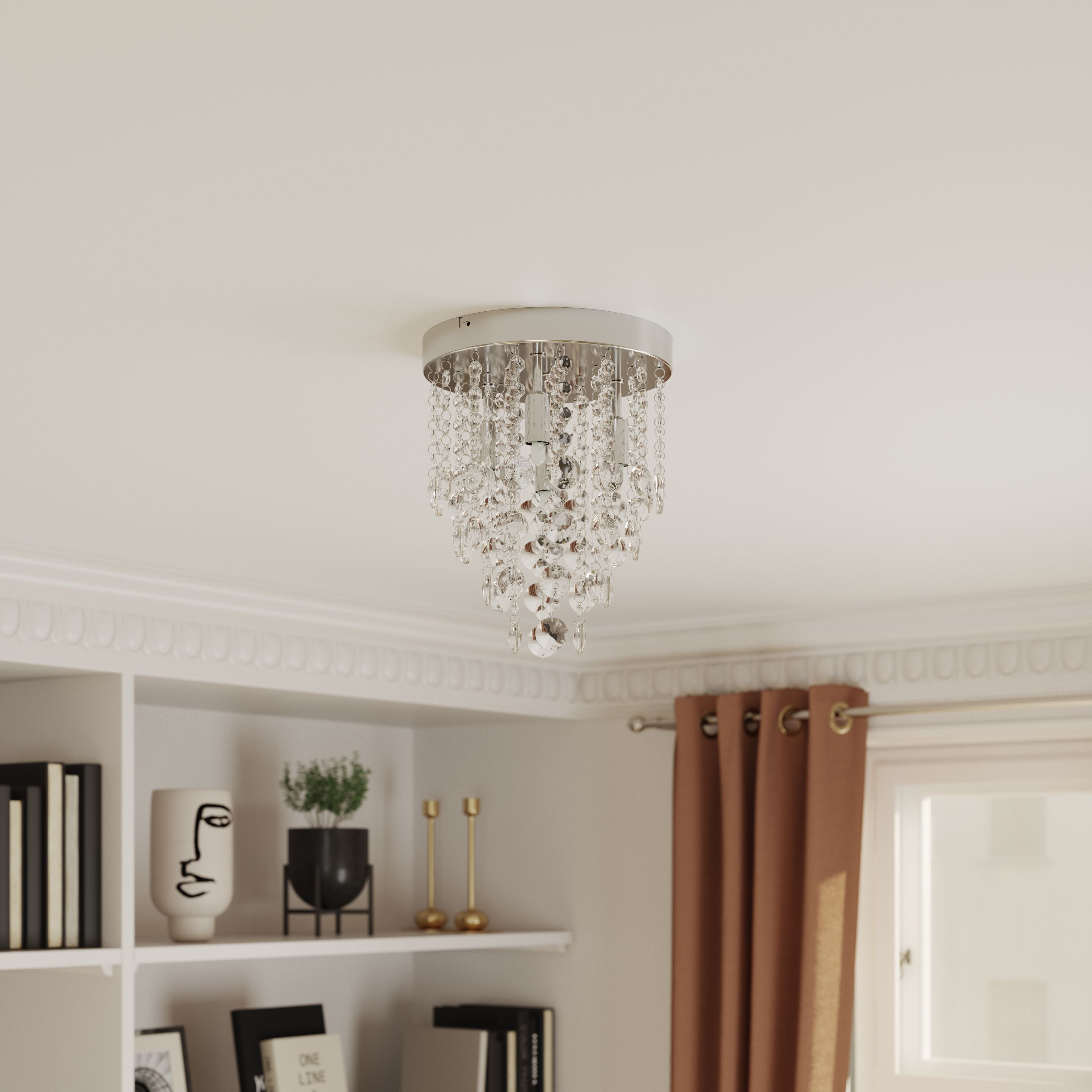 GoodHome Deltana Round Glass & metal Transparent Chrome effect 4 Lamp Ceiling light