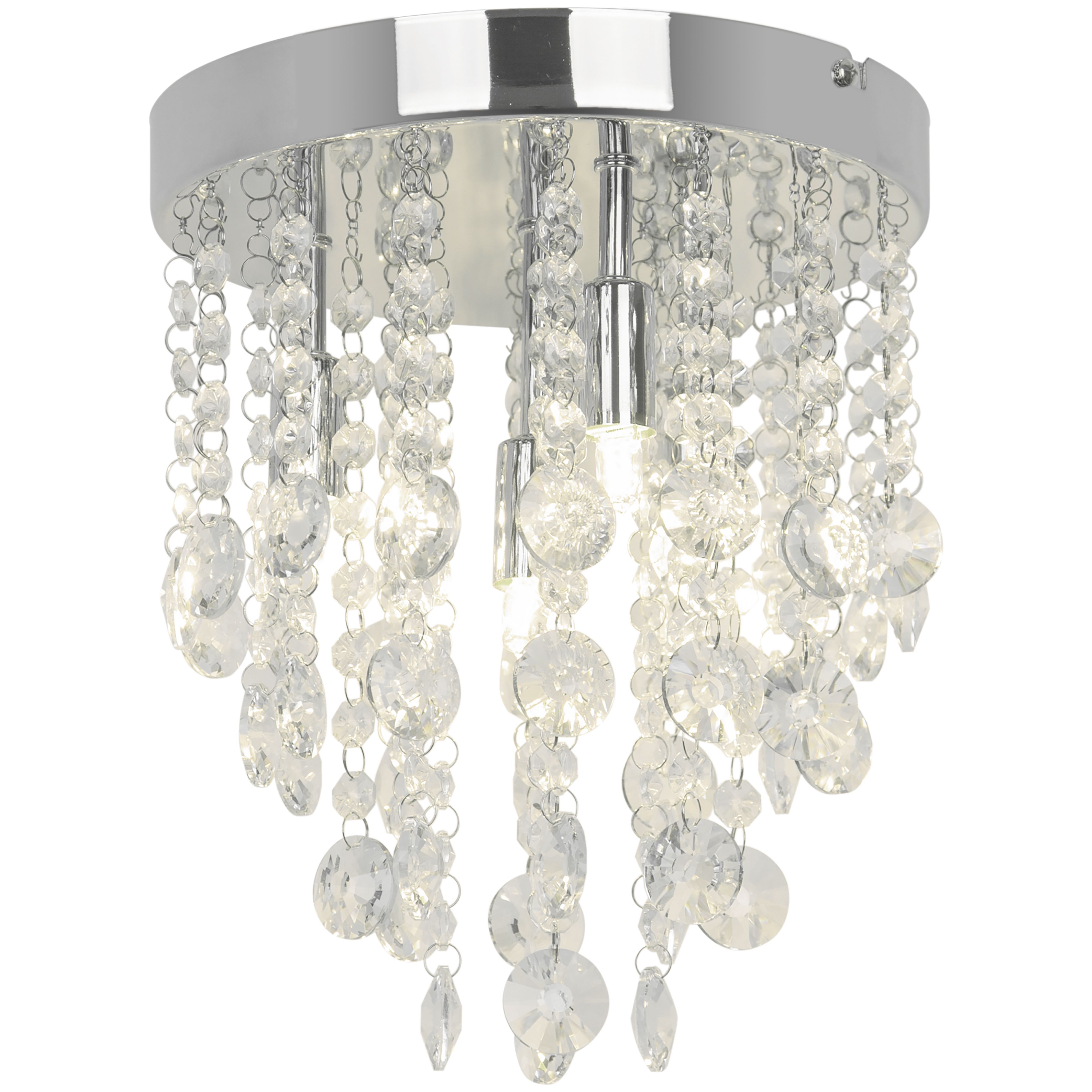 GoodHome Deltana Round Glass & metal Transparent Chrome effect 4 Lamp Ceiling light