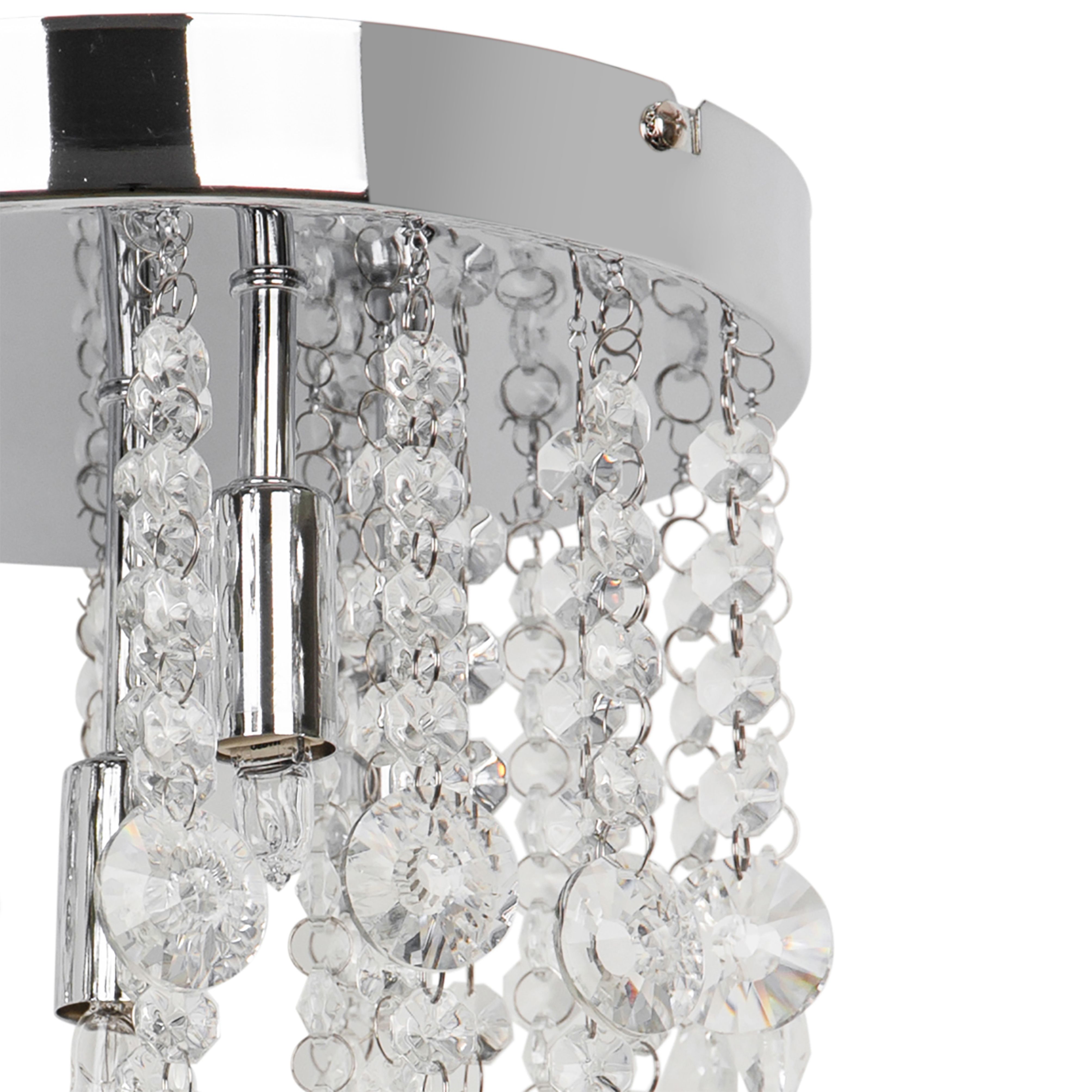 GoodHome Deltana Round Glass & metal Transparent Chrome effect 4 Lamp Ceiling light