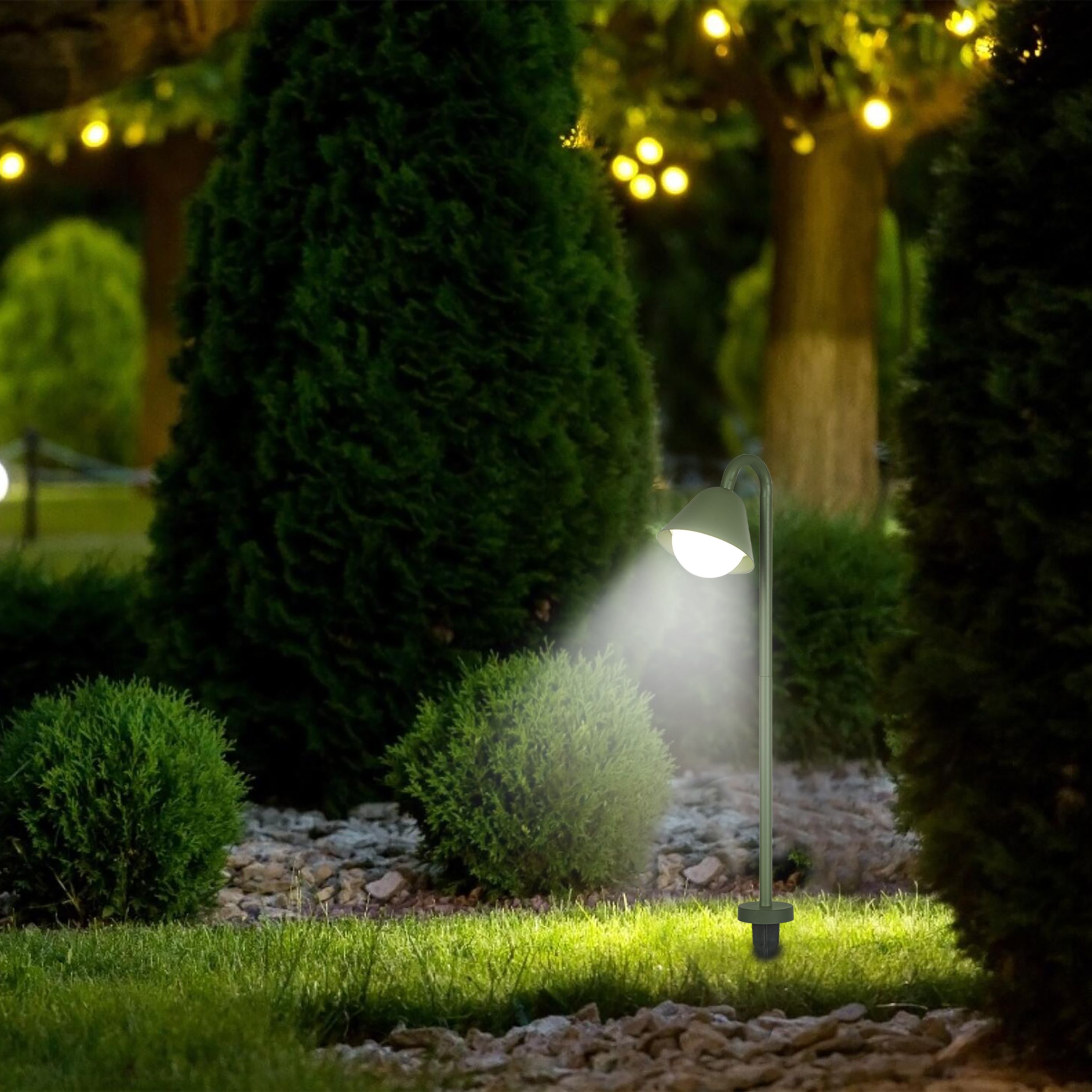 GoodHome Denar Matt Green LED Outdoor Stake light (D)120mm DIY at B&Q