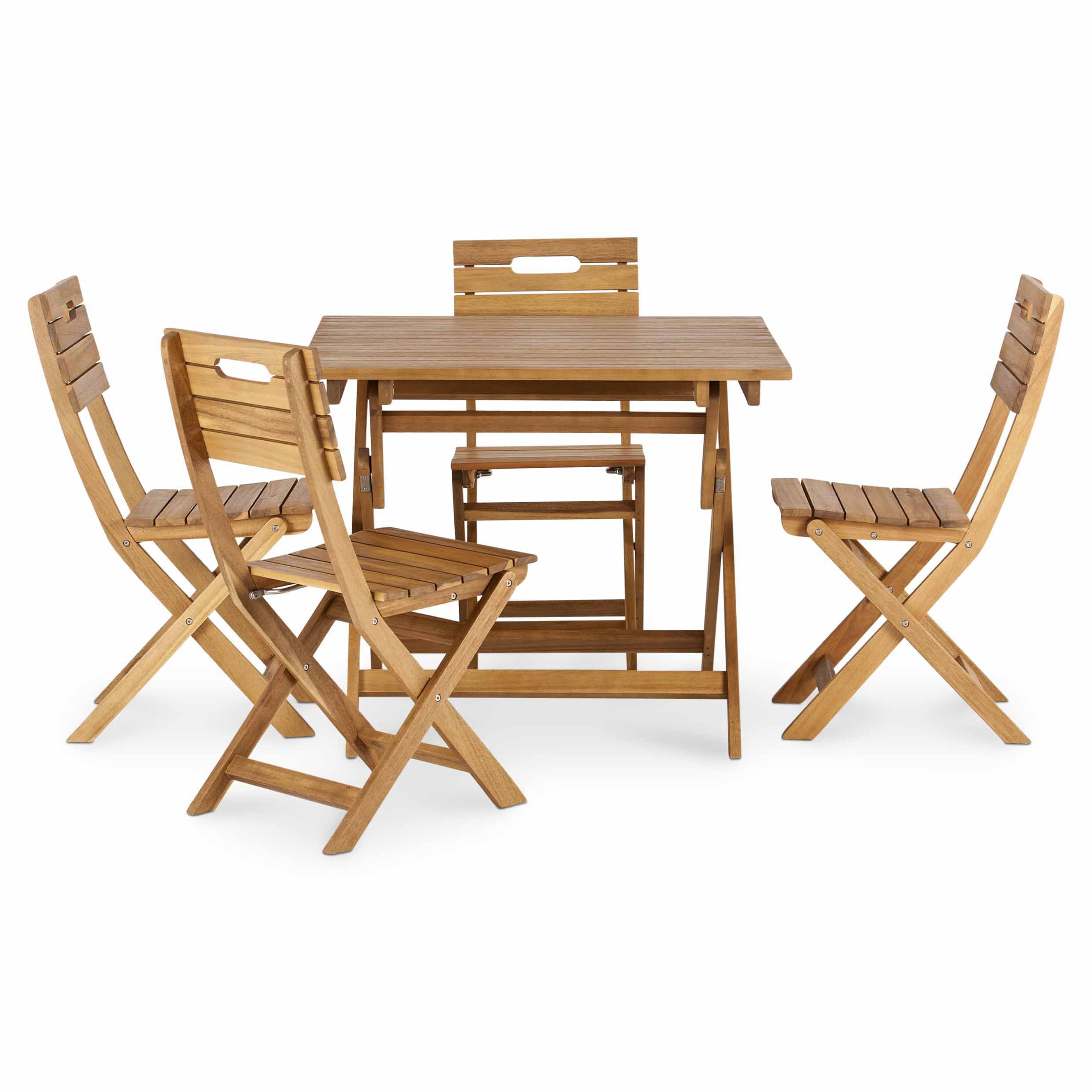 GoodHome Denia Acacia Wooden 4 seater Dining set with foldable