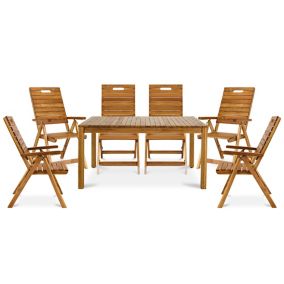 GoodHome Denia Acacia Wooden 6 seater Dining set with Recliner chairs