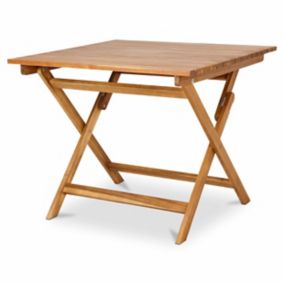 GoodHome Denia Brown Wooden Foldable 4 seater Square Table