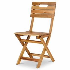 GoodHome Denia Brown Wooden Foldable Chair, Pack of 2