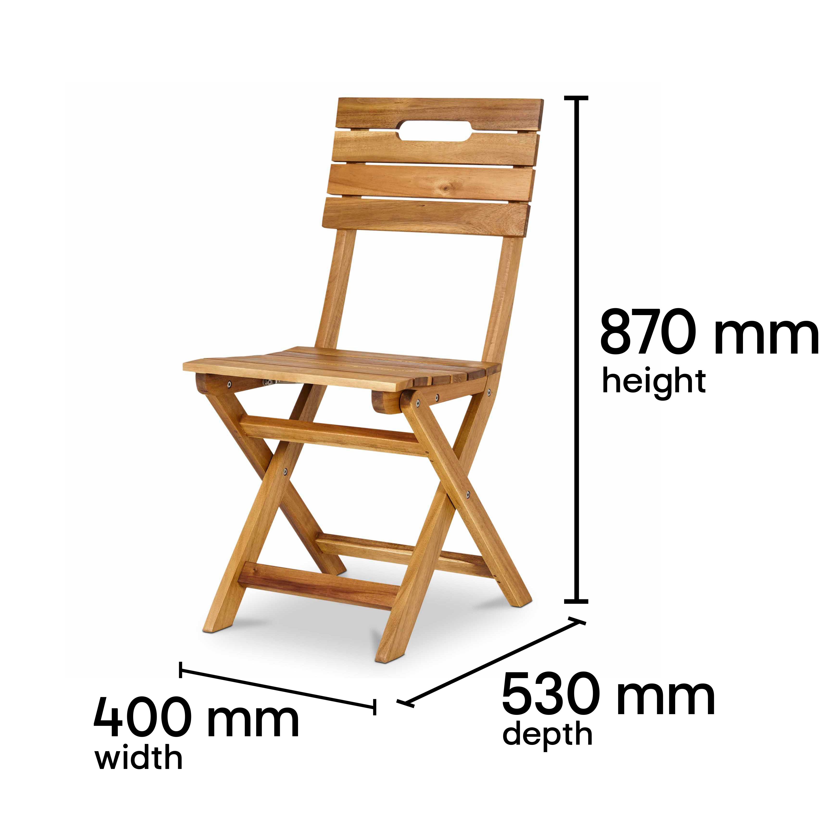 GoodHome Denia Brown Wooden Foldable Chair Pack of 2