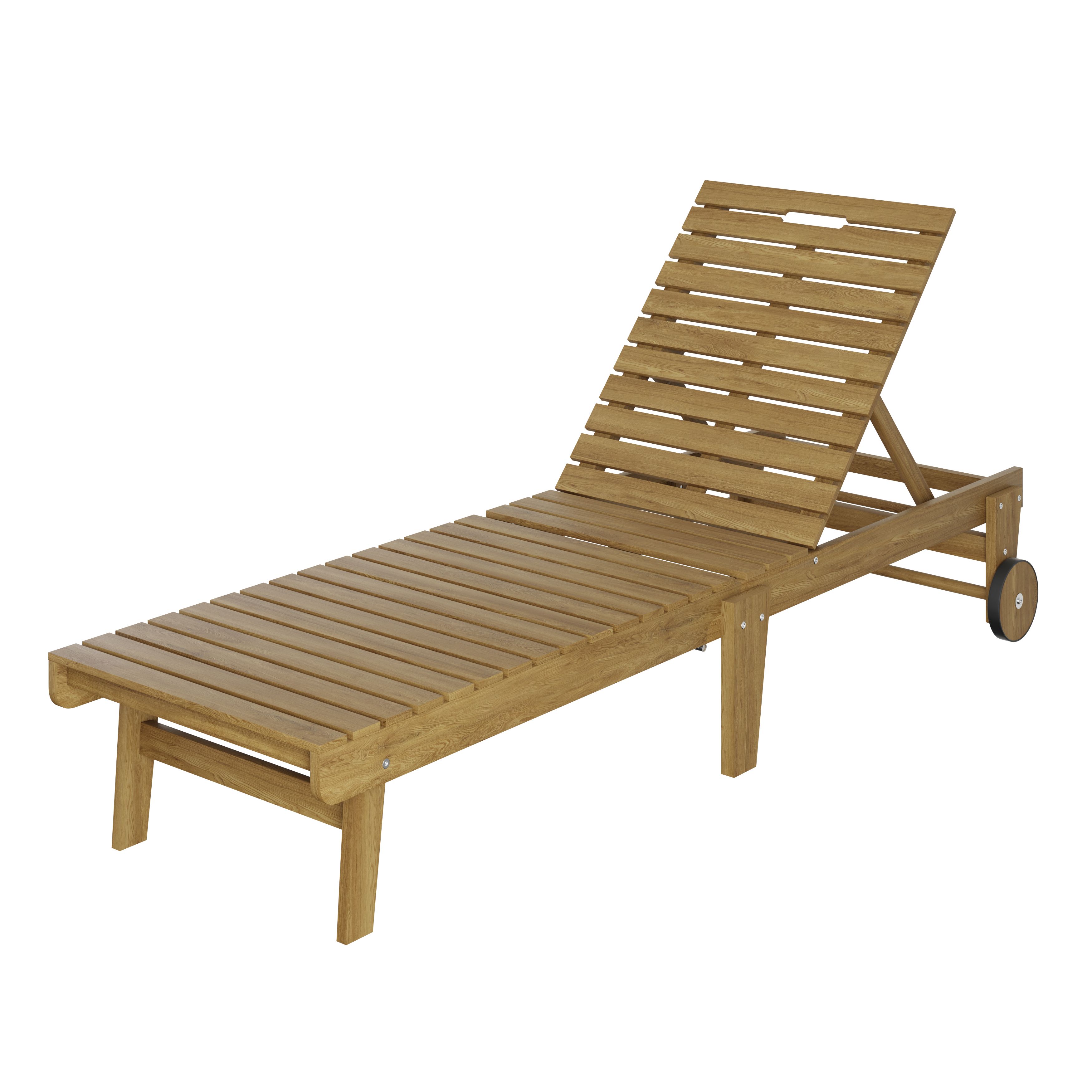 GoodHome Denia Natural Wooden Sun lounger