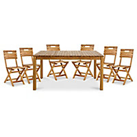 GoodHome Denia Wooden 6 seater Dining set with Standard chairs