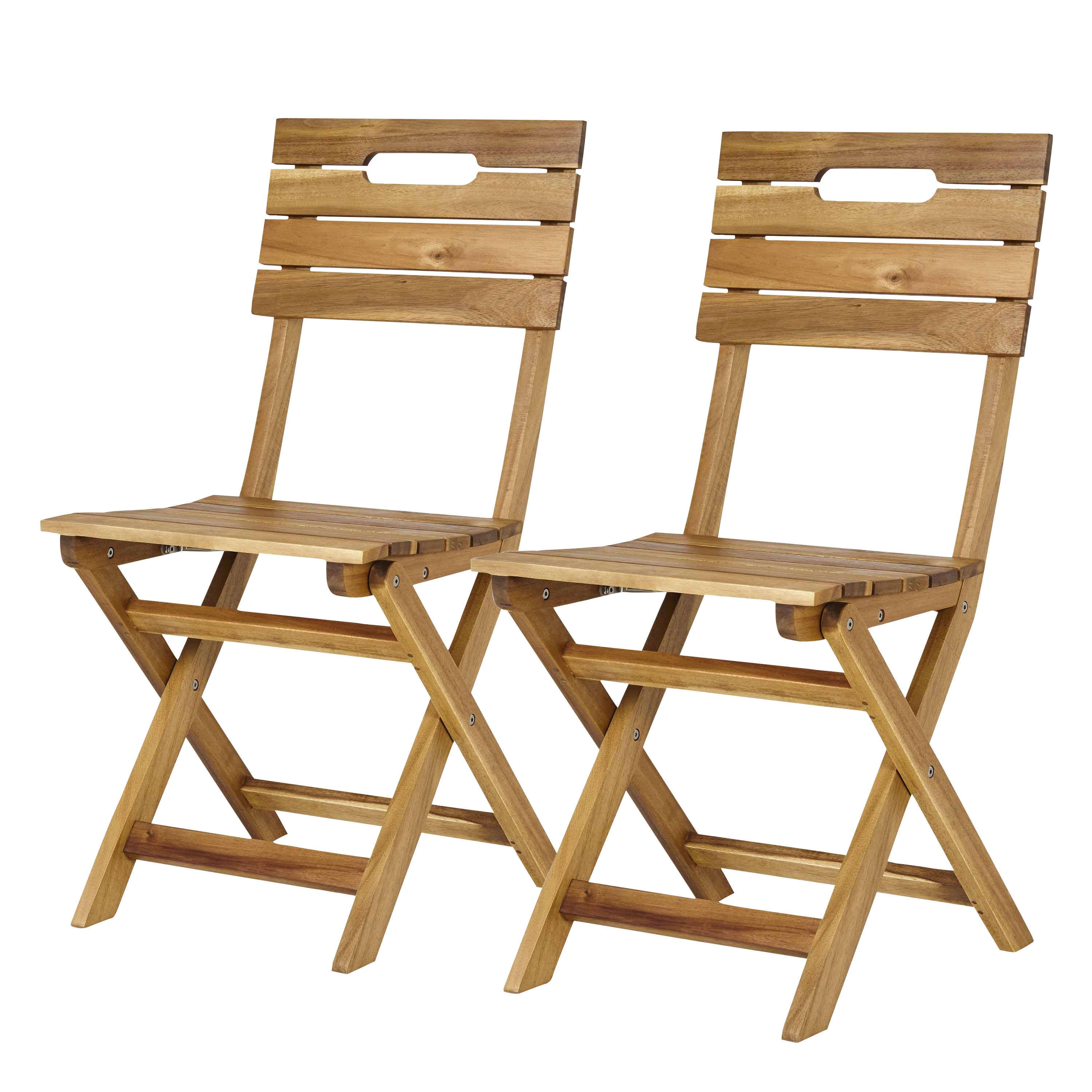 GoodHome Denia Wooden Brown Foldable Chair, Pack of 2 DIY at B&Q