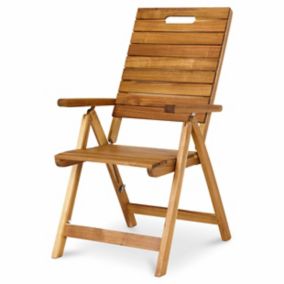 GoodHome Denia Wooden Brown Foldable Recliner Chair