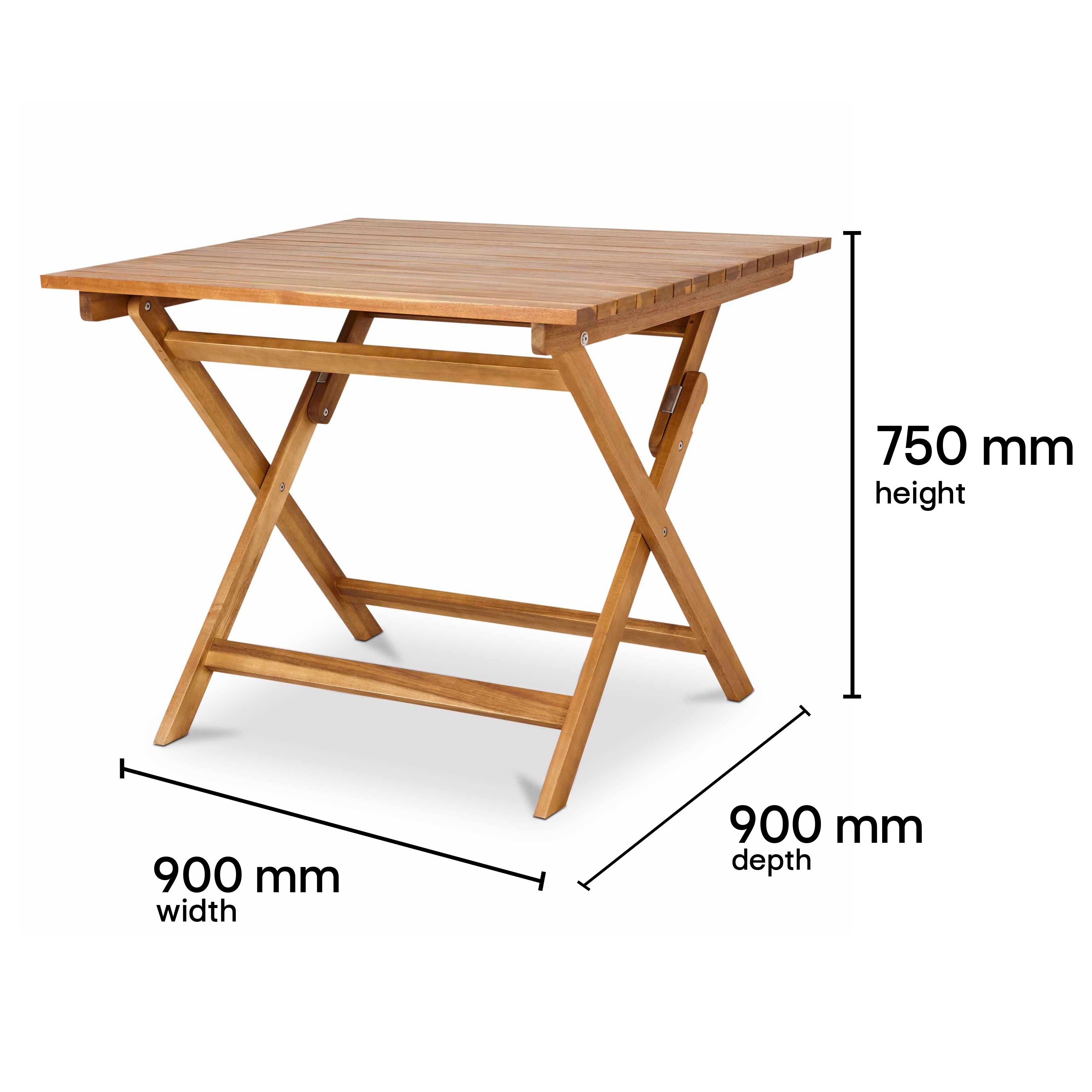 GoodHome Denia Wooden Foldable 4 seater Square Table