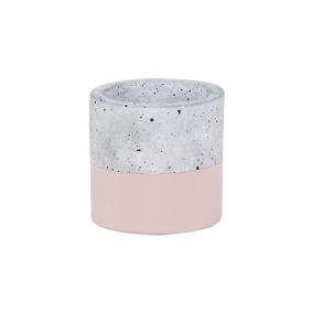 GoodHome Desano Matt Pink Concrete effect Clay Circular Plant pot (Dia) 8cm, (H)8cm