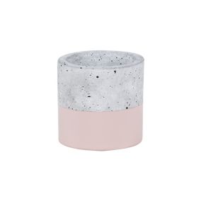 GoodHome Desano Pink Concrete effect Clay Round Plant pot (Dia)8cm