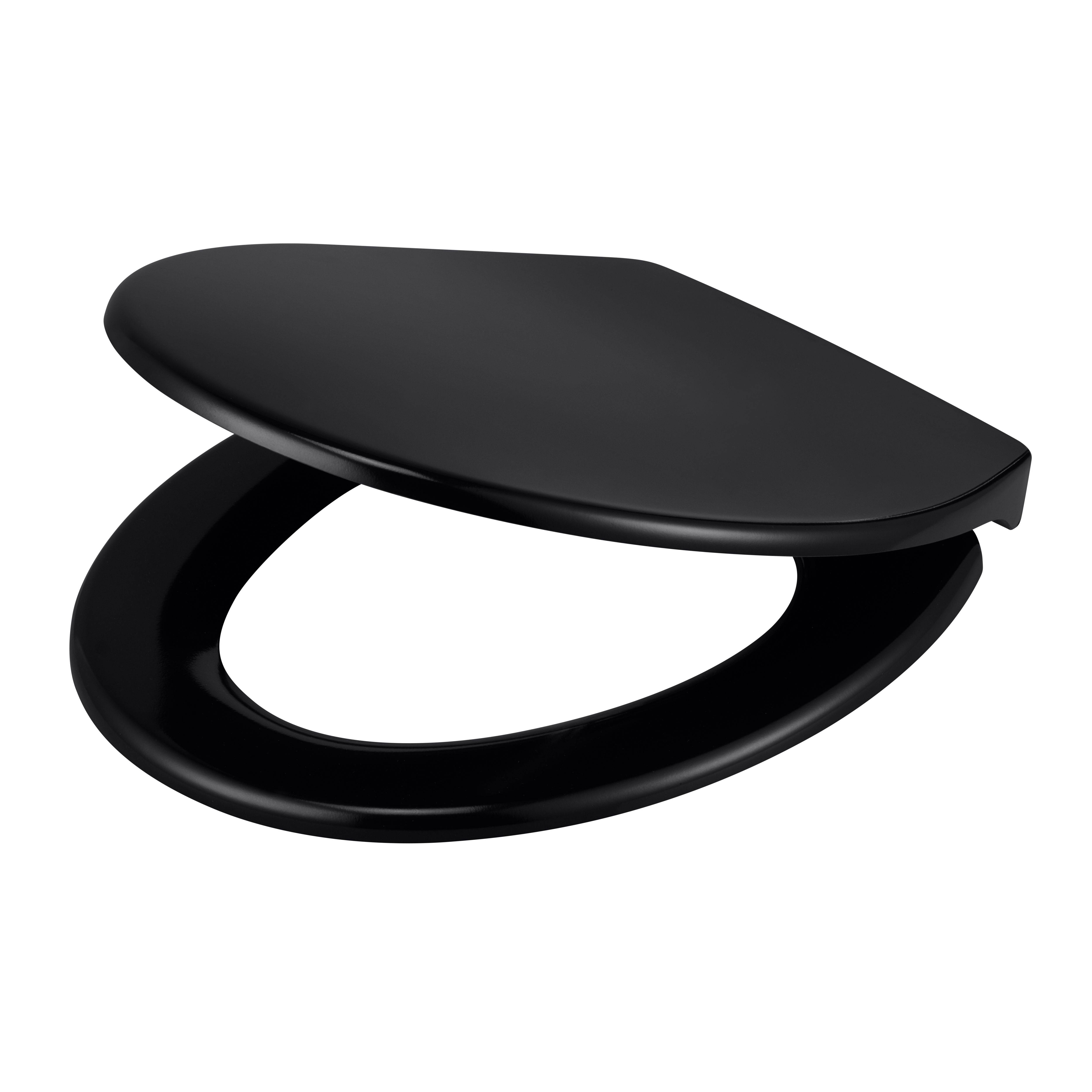 GoodHome Diani Black Standard Soft close Toilet seat DIY at B&Q