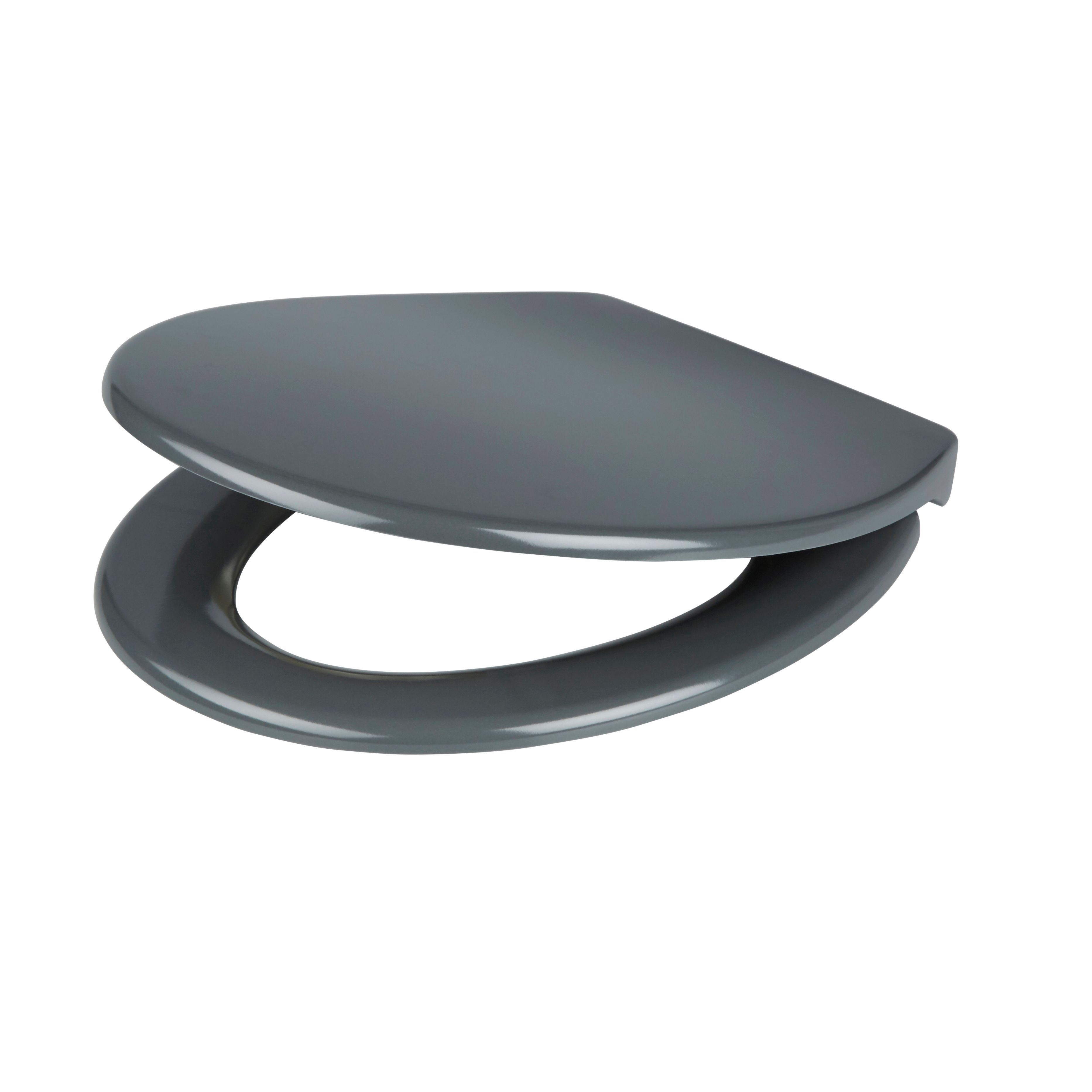 GoodHome Diani Grey Round Soft close Toilet seat