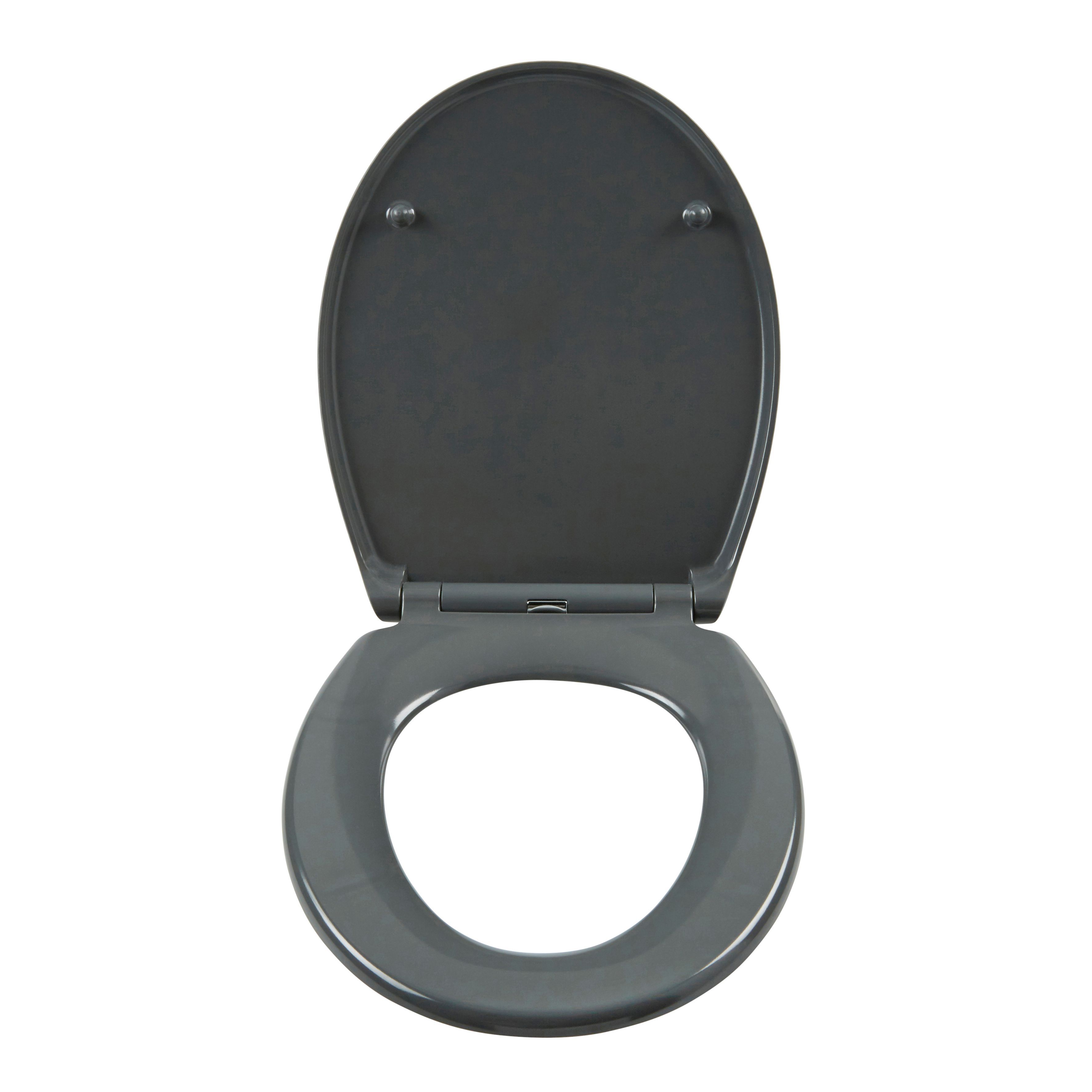 GoodHome Diani Grey Round Soft close Toilet seat