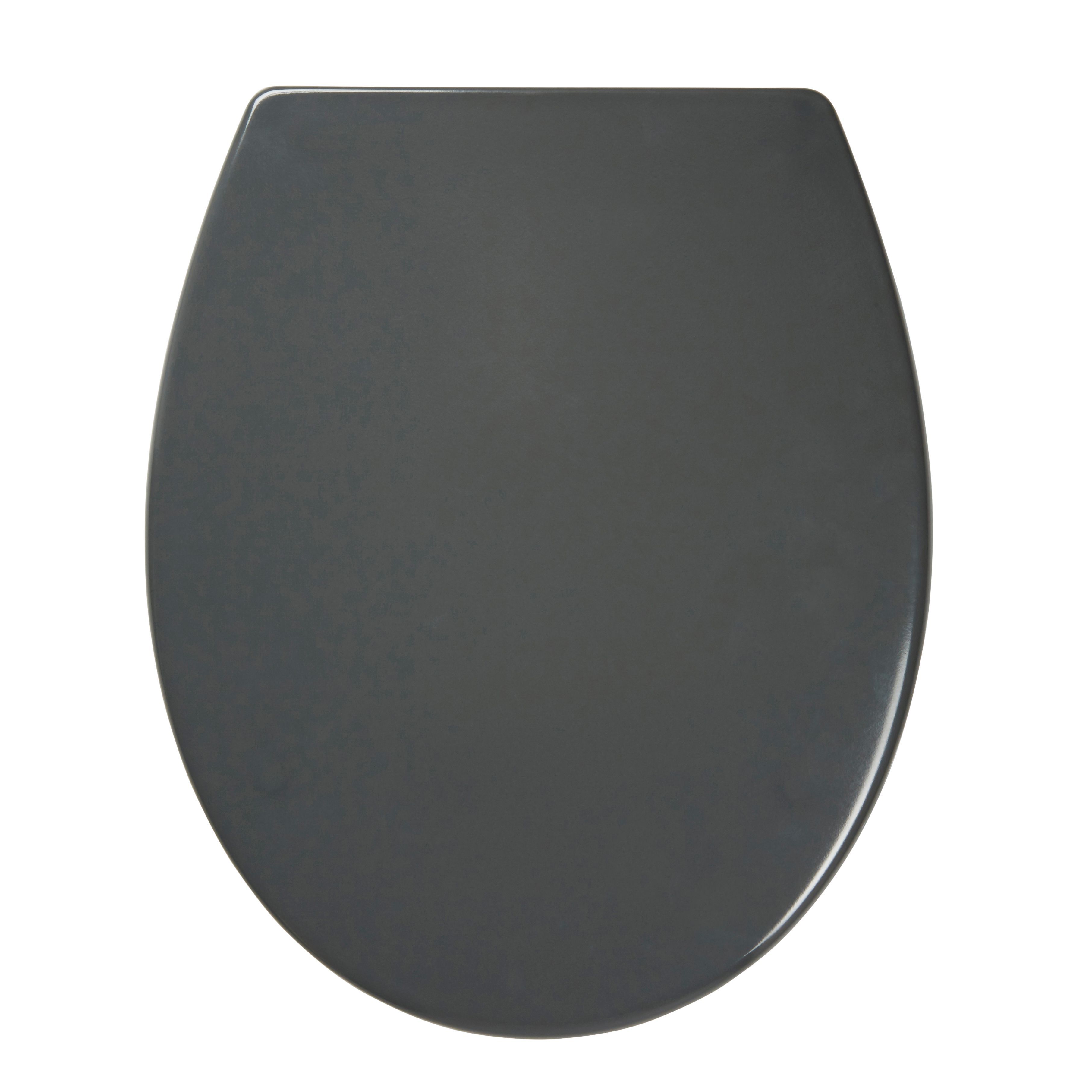 GoodHome Diani Grey Round Soft close Toilet seat