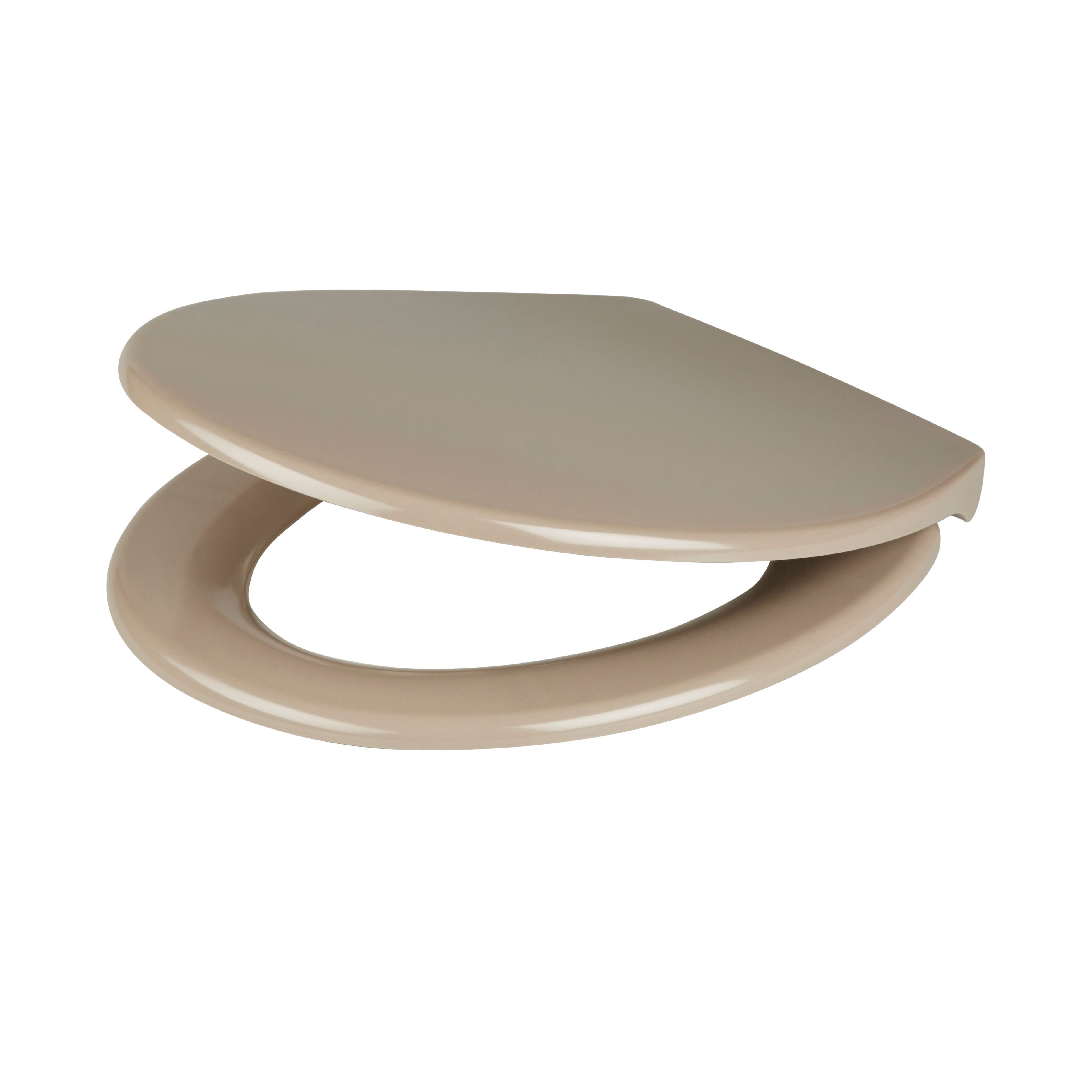 GoodHome Diani Taupe Top fix Soft close Toilet seat DIY at B&Q