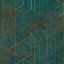 GoodHome Diap Teal Geometric Metallic effect Textured Wallpaper