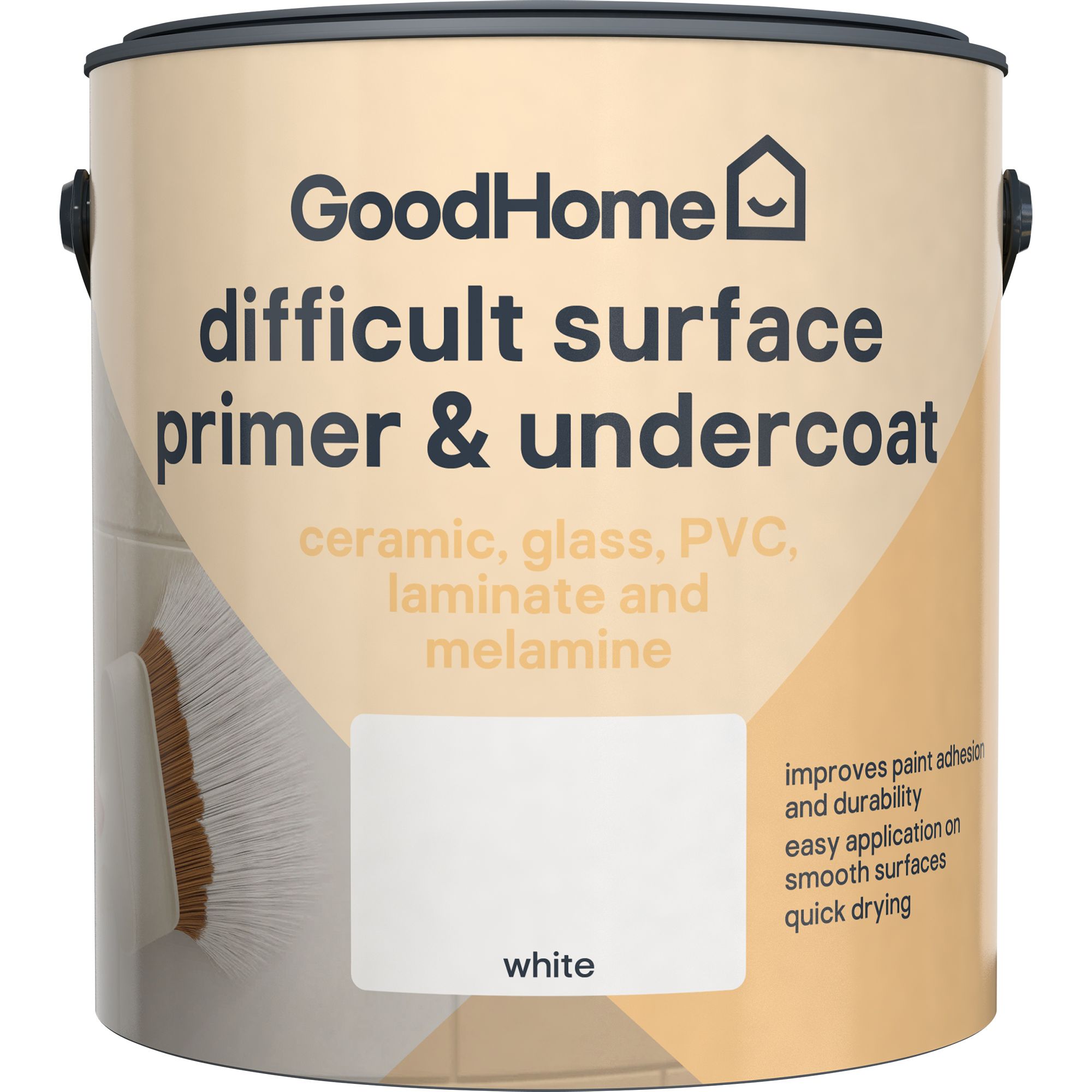 GoodHome Difficult Surfaces White Primer & undercoat, 2.5L DIY at B&Q