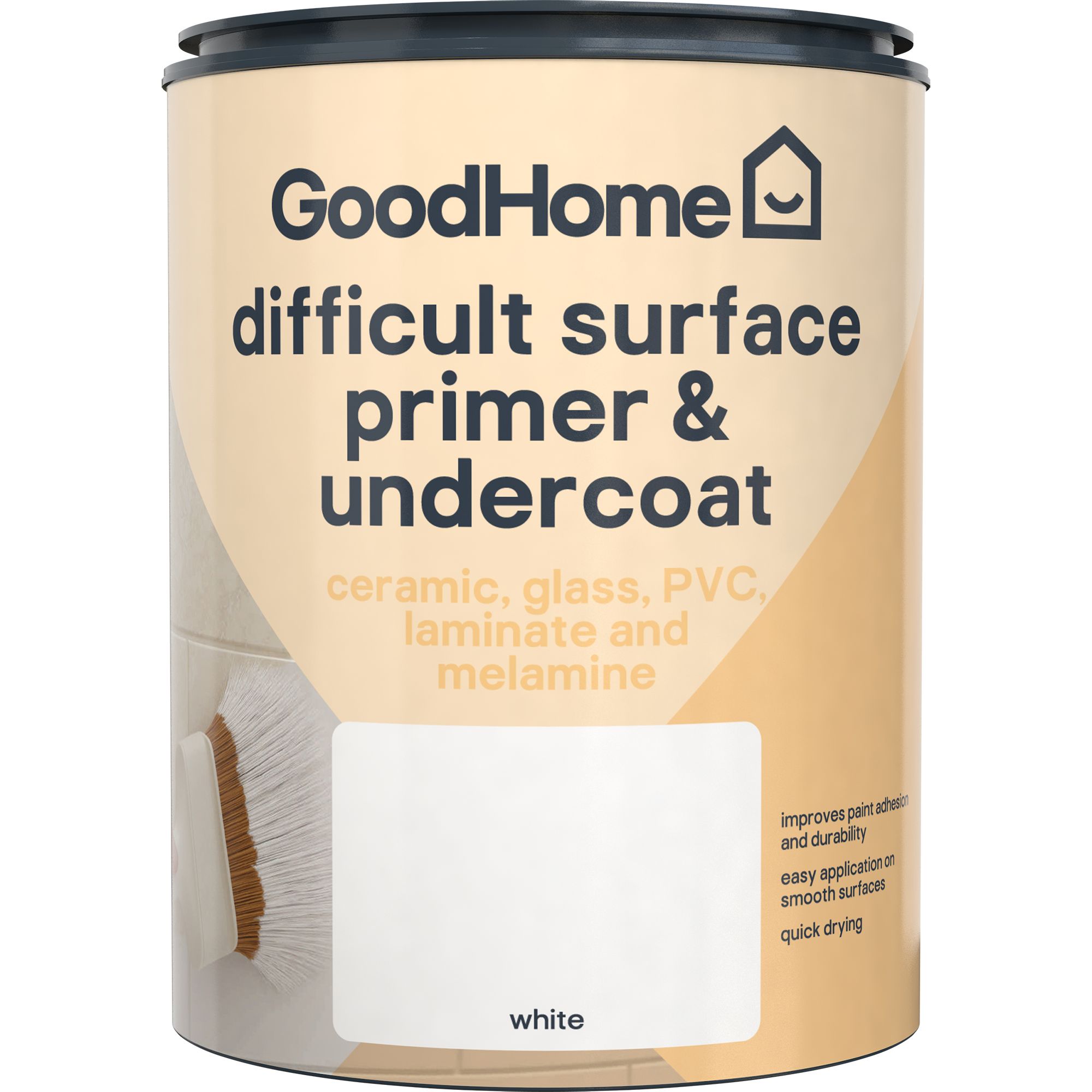 GoodHome Difficult Surfaces White Primer & undercoat, 750ml DIY at B&Q