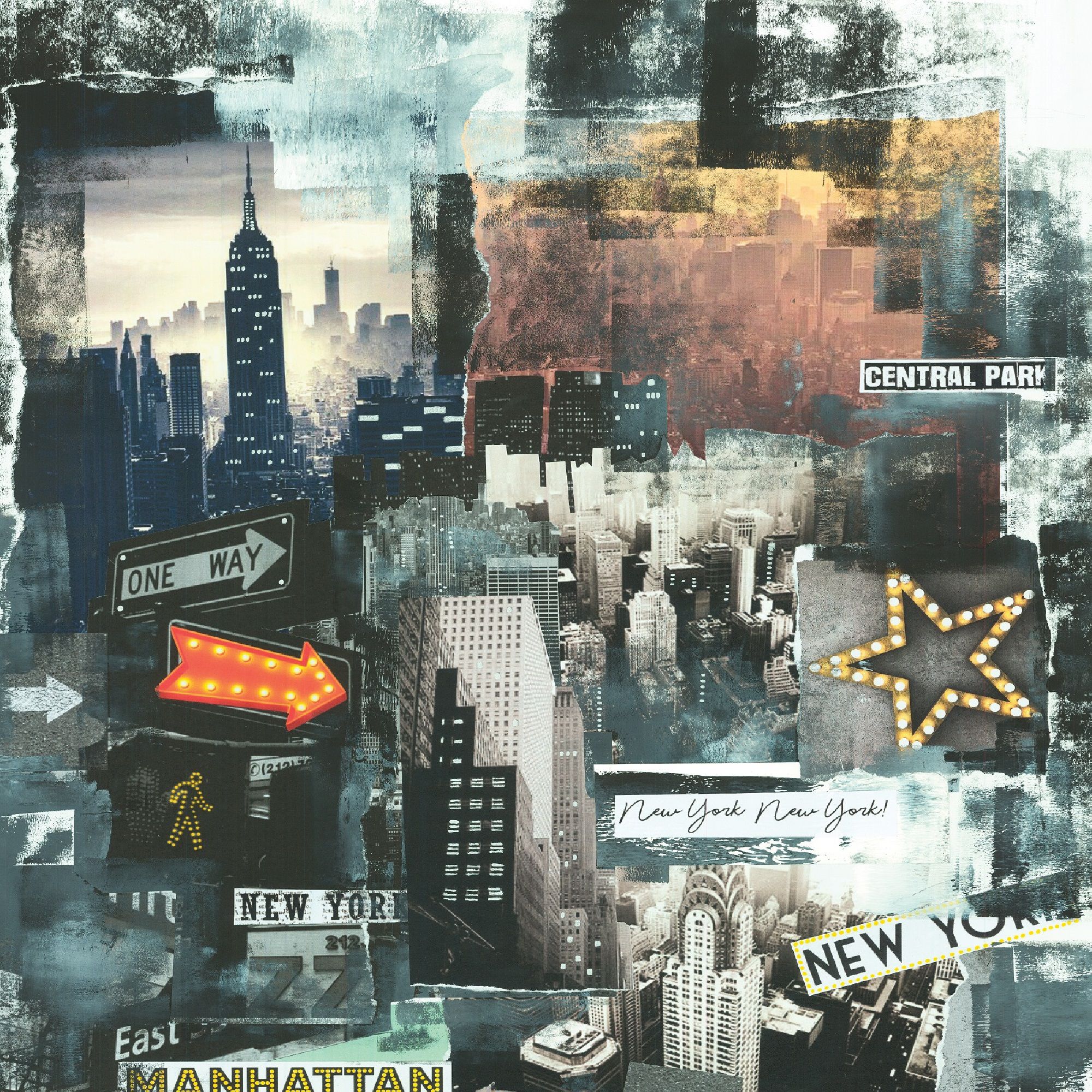 GoodHome Dimeria Multicolour New York Smooth Wallpaper