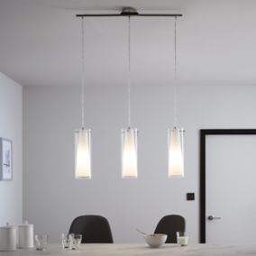 GoodHome Dimonika White Chrome effect 3 Lamp Pendant ceiling light, (Dia)110mm