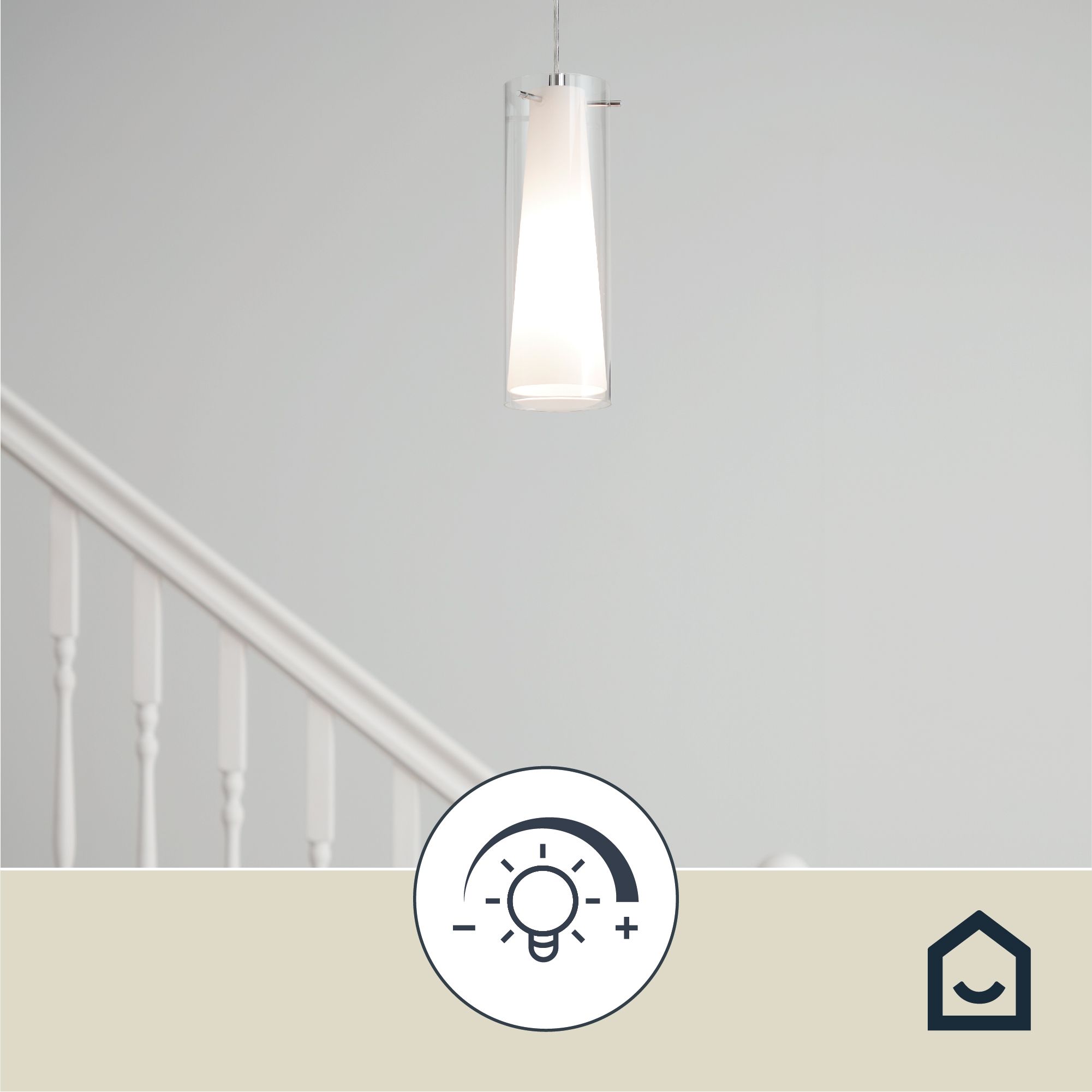 GoodHome Dimonika White Chrome effect Pendant ceiling light, (Dia)110mm