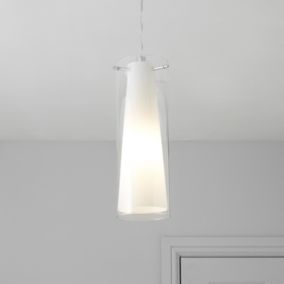 GoodHome Dimonika White Chrome effect Pendant ceiling light, (Dia)110mm