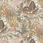 GoodHome Dioman Beige Tropical leaves Textured Wallpaper
