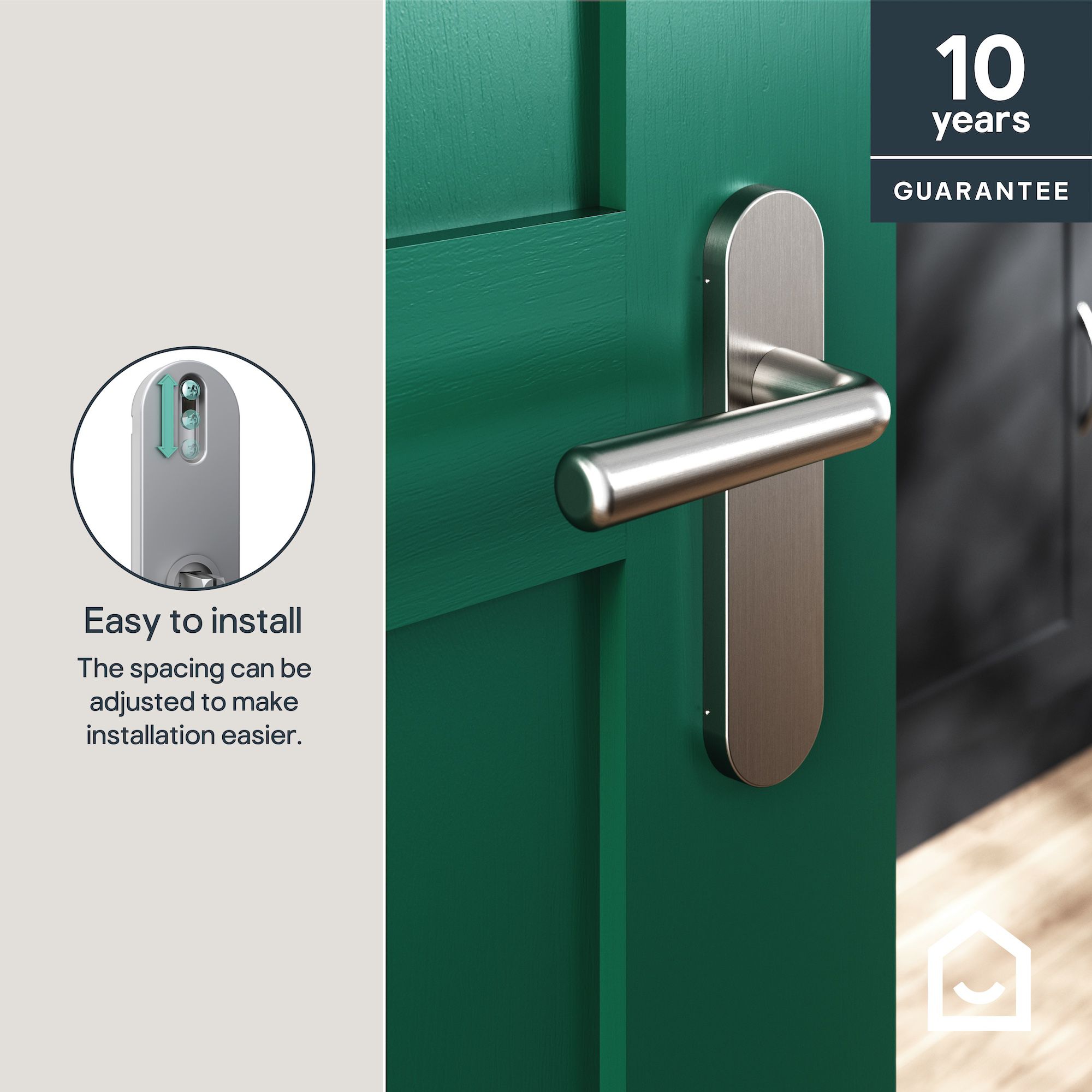 GoodHome Dizel Brushed Grey Nickel effect Straight Latch Door