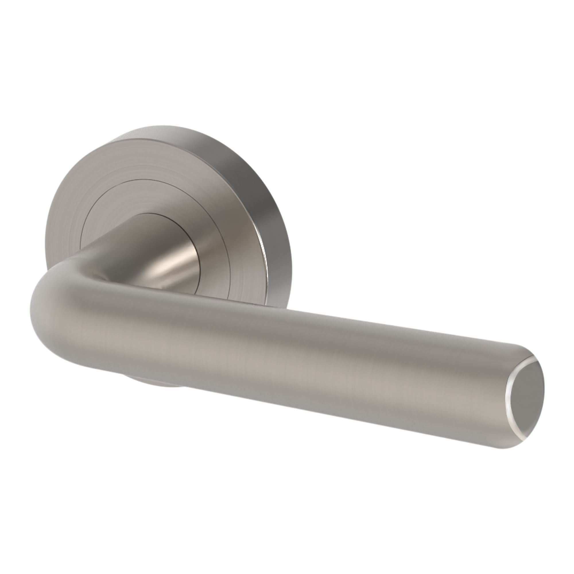 GoodHome Dizel Brushed Grey Nickel effect Straight Lever on rose Door handle (L)121.5mm, Pair